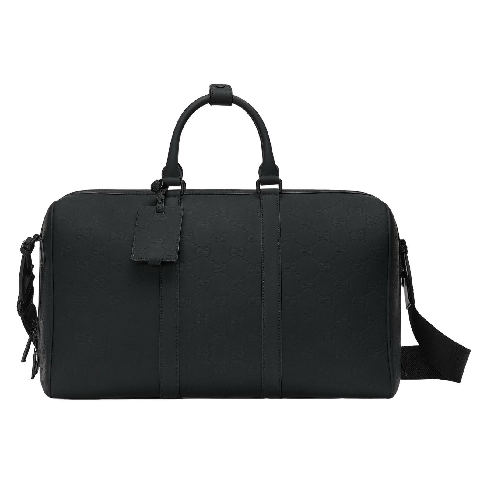 Gucci GUCCI $3650 Black GG Rubber-Effect Leather Medium Duffle Bag Size ONE SIZE - 1 Thumbnail