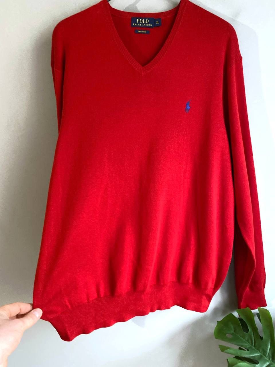 Polo Ralph Lauren Polo Ralph Lauren Men's V-Neck Red Knit Jumper Sweater, XL Size US XL / EU 56 / 4 - 9 Thumbnail