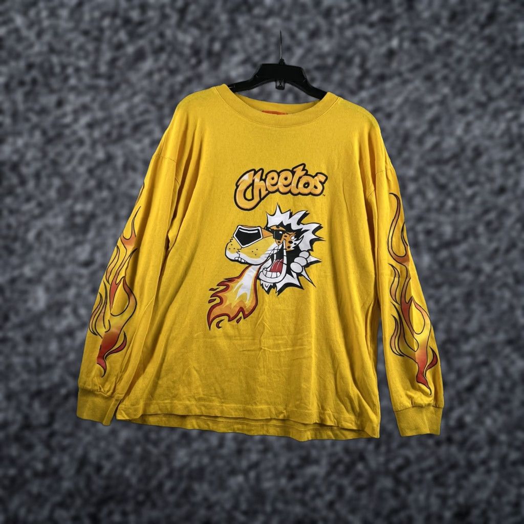 Forever 21 FOREVER 21 T-Shirt Shirt Yellow Cotton Knit Long Sleeve Crew Neck Cheetos Flame Casual Unisex Adults M Medium Vintage No Size M / US 6-8 / IT 42-44 - 1 Thumbnail