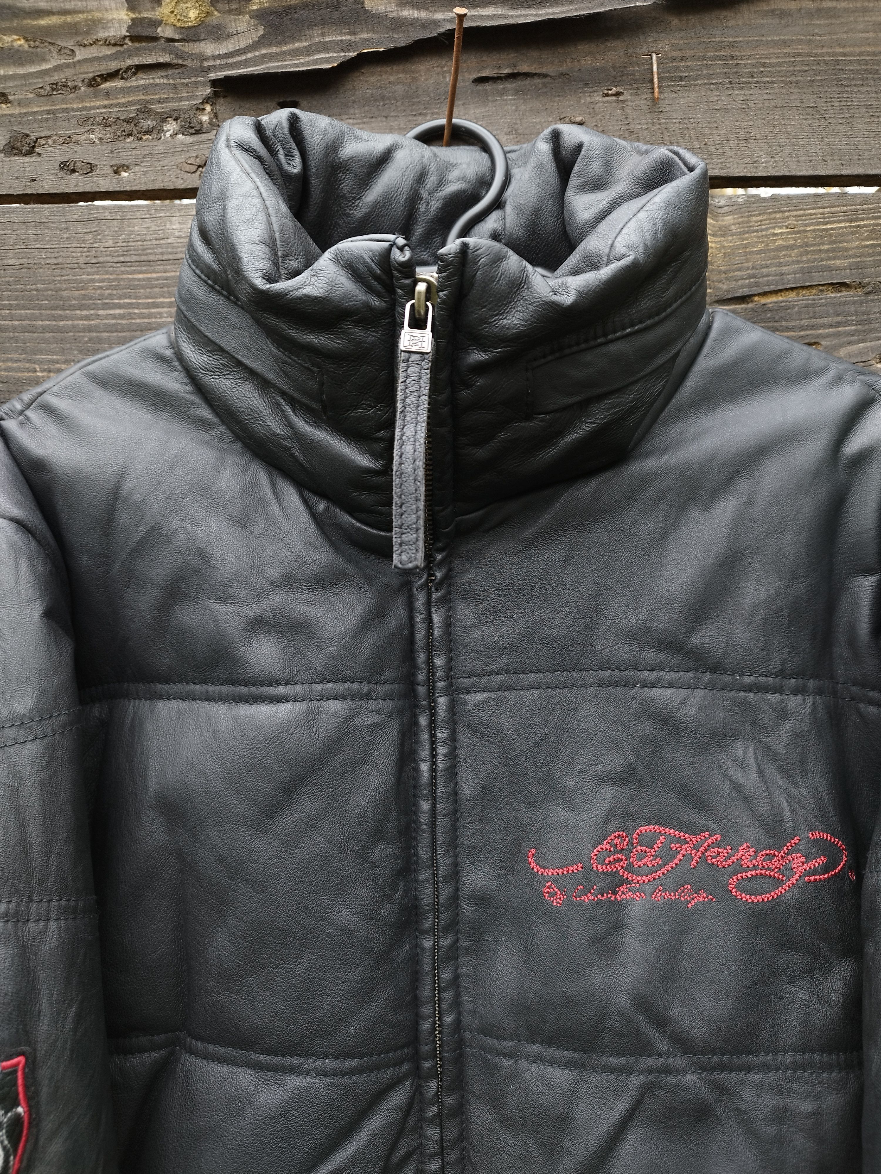 Ed Hardy Vintage Ed Hardy Leather Puffer Jacket Christian Audigier Size US XXL / EU 58 / 5 - 7 Thumbnail