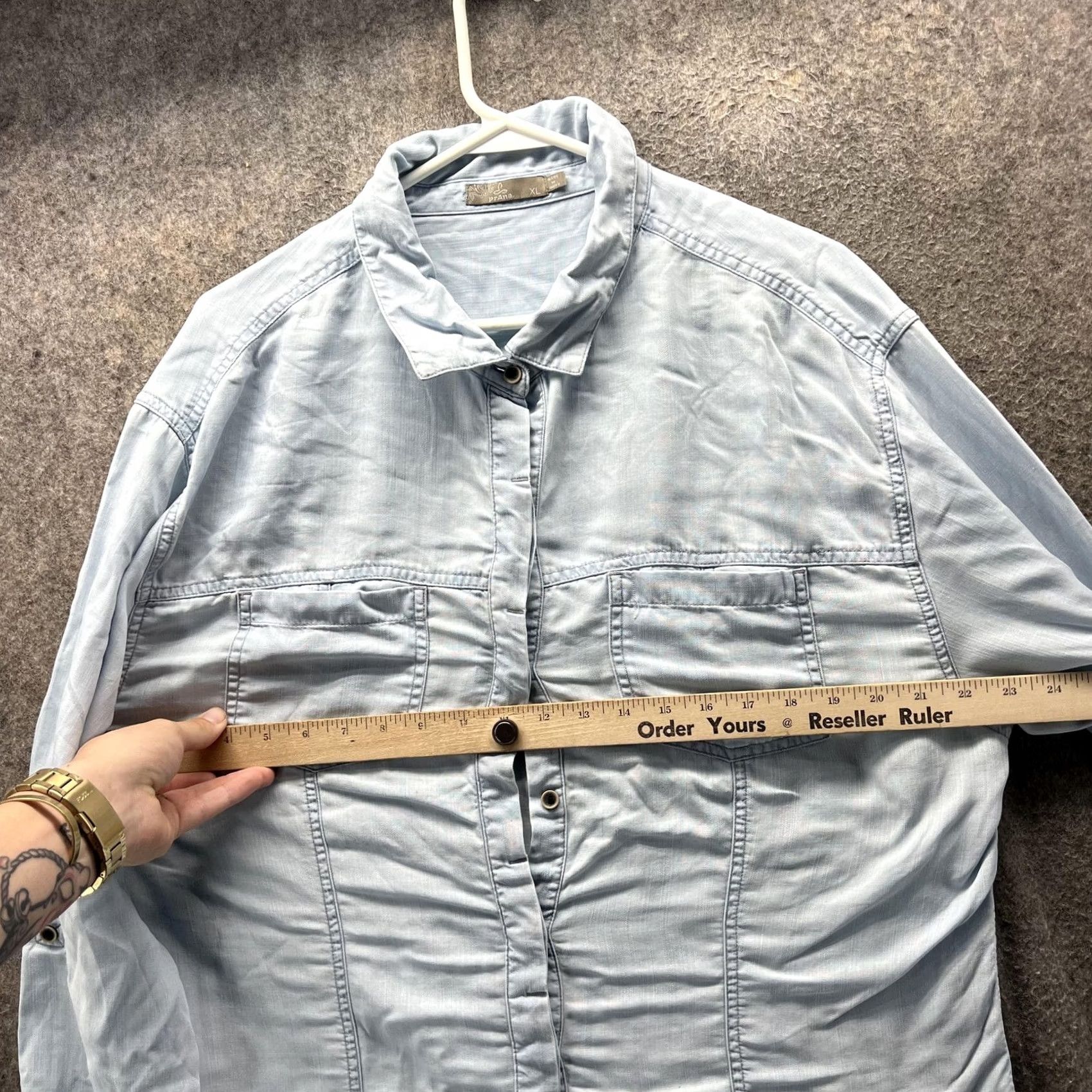 Prana VINTAGE PrAna Shirt Mens XL Blue Long Sleeve Utility Button Front Chest Pockets Casual Size US XL / EU 56 / 4 - 3 Thumbnail