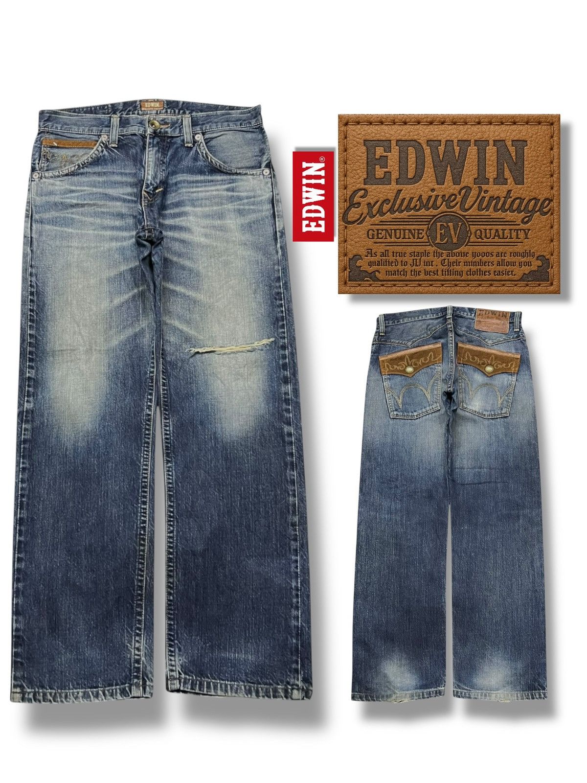 Edwin Loose Vintage Edwin 403 Japan - Black Distressed Denim Size US 34 / EU 50 - 1 Thumbnail