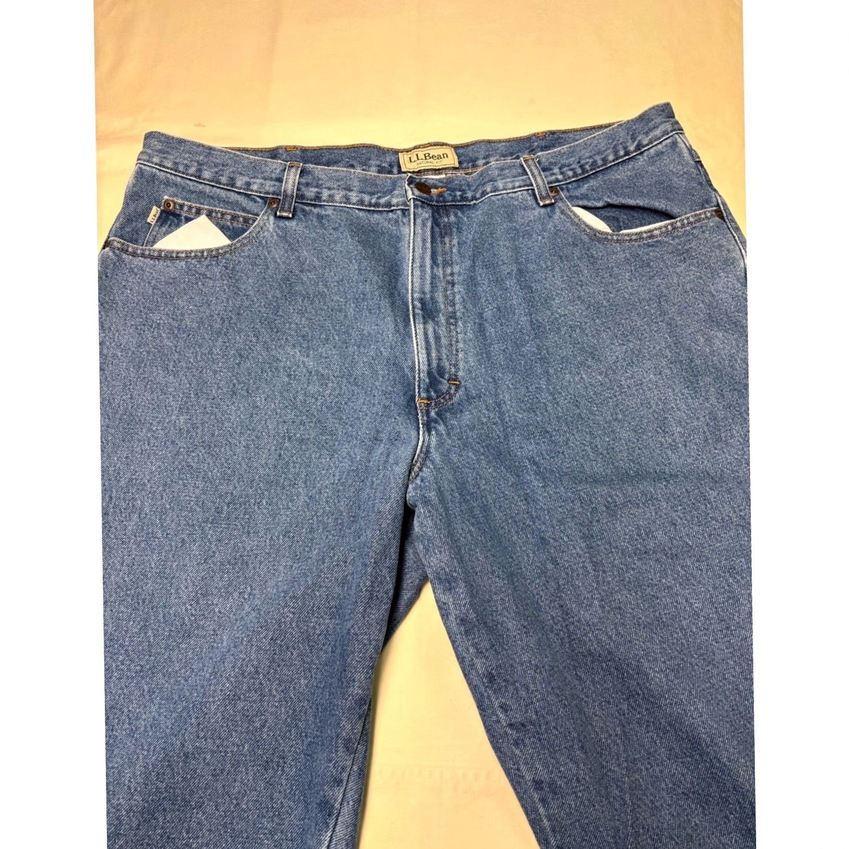 Denime Vintage LL Bean Natural Fit Jeans 42x30 Blue Plaid Lined Denim Men's Size US 42 / EU 58 - 2 Thumbnail