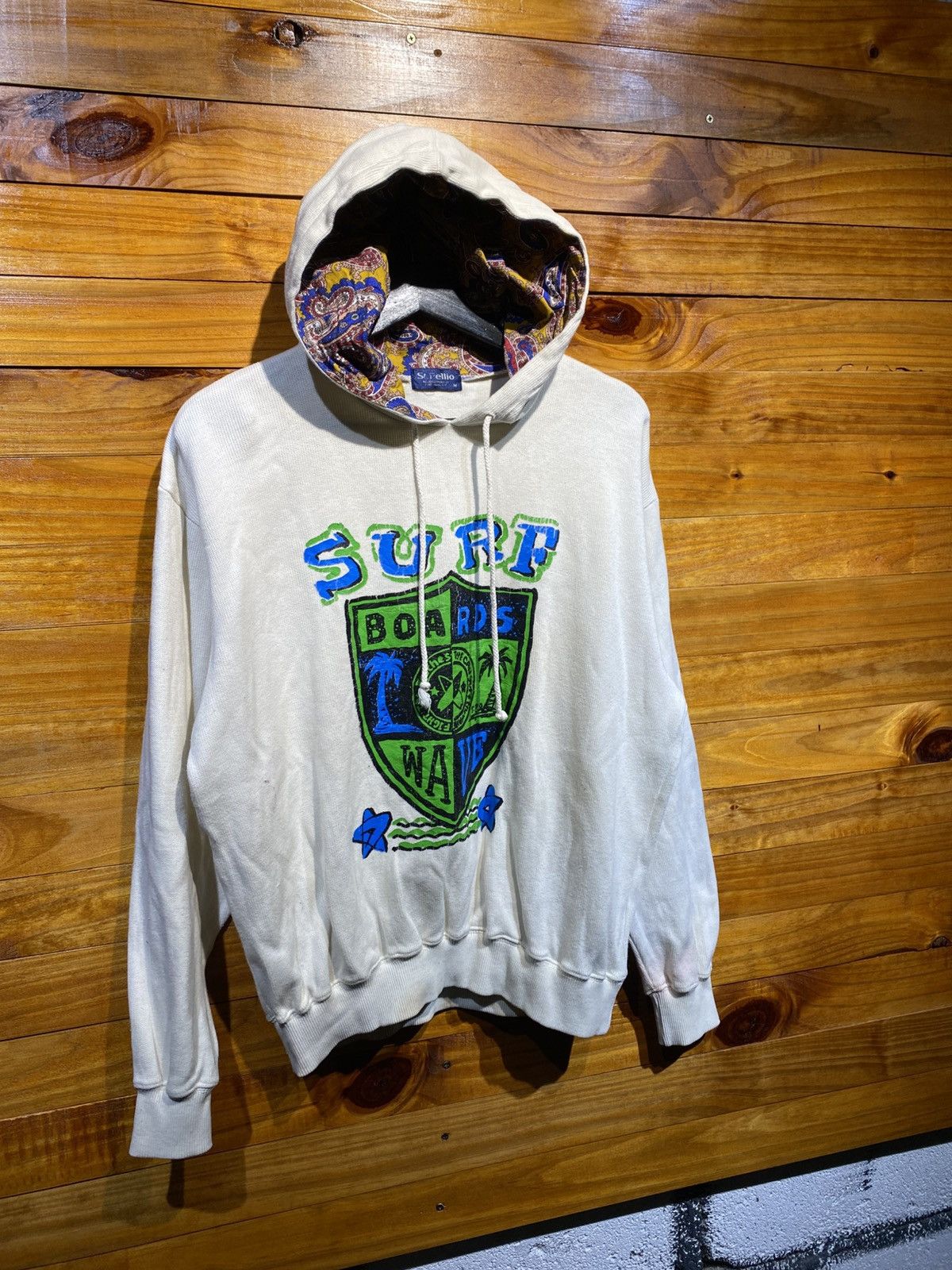 Vintage Vintage St. Fellio Surf Boards Hoodie – Cream White, Paisley Size US M / EU 48-50 / 2 - 5 Thumbnail