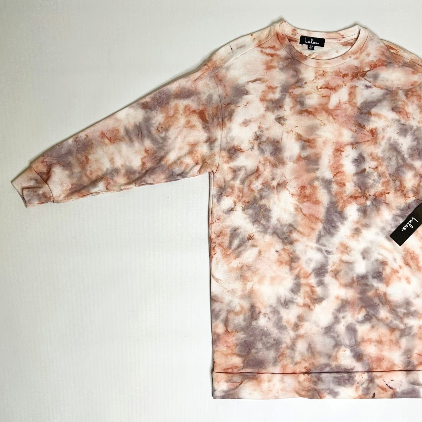 Lulus Lulus Dress XS Hang Loose Mini Sweatshirt Tie Dye Pink Gray Relaxed Fit Dress Shirts? Size XS / US 0-2 / IT 36-38 - 3 Thumbnail