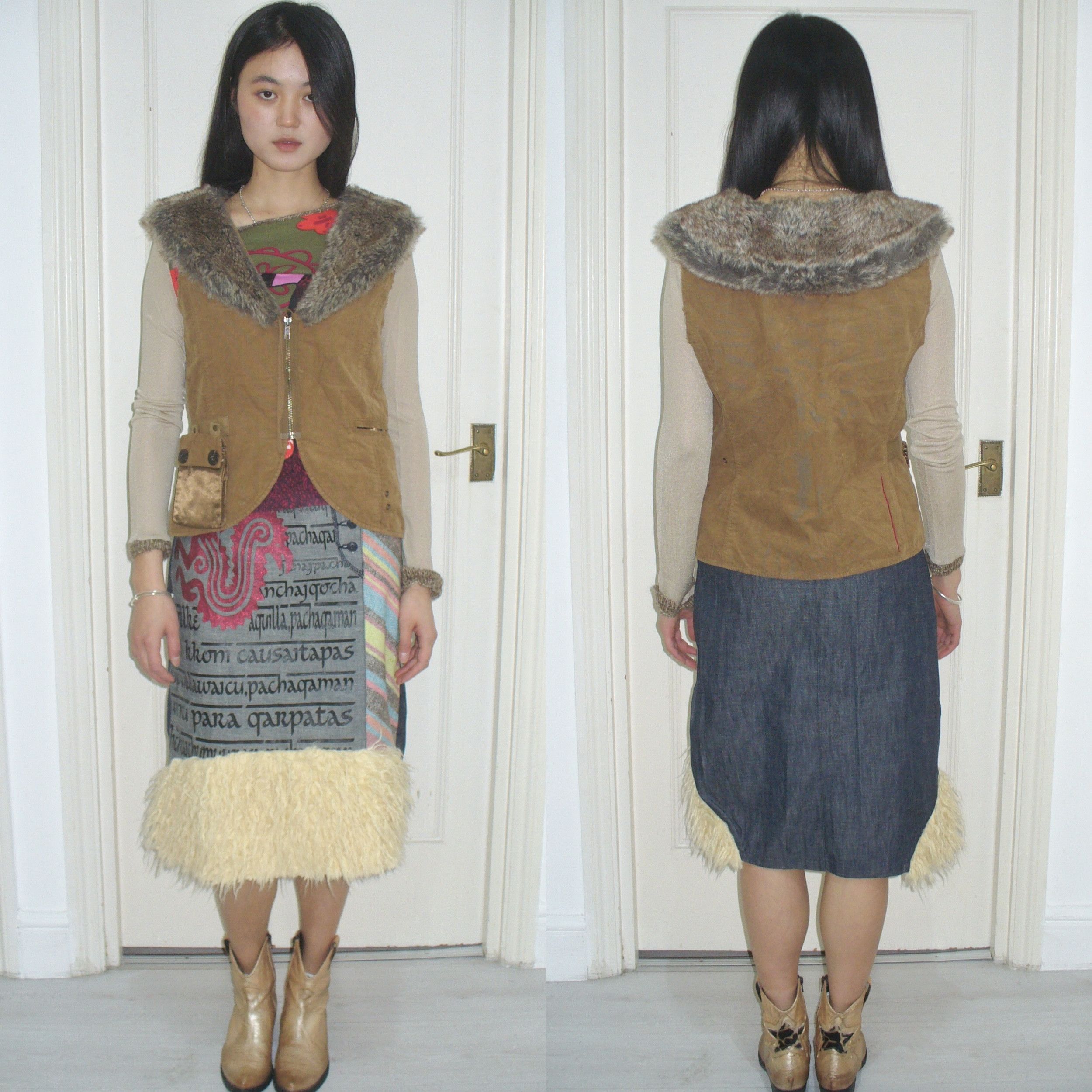 Other vintage vest with a fluffy collar and functional pocket Size M / US 6-8 / IT 42-44 - 4 Thumbnail