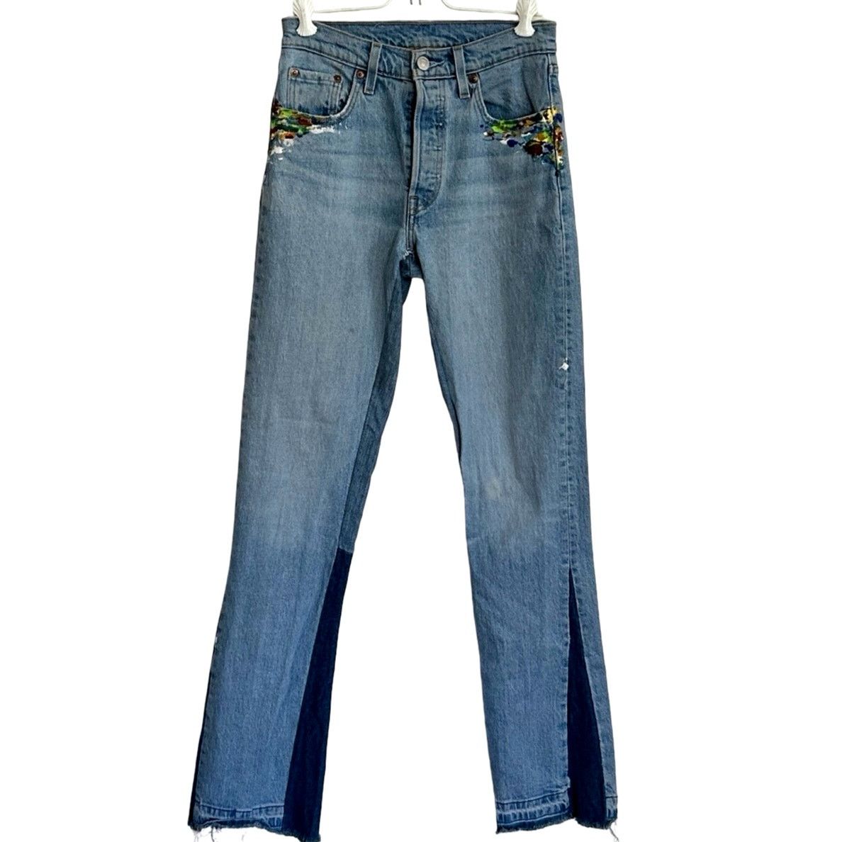 Levi's Custom Reworked Levi's 501 Split-Hem Paint Splatter Jeans Size 25" / US 0 / IT 36 - 4 Thumbnail