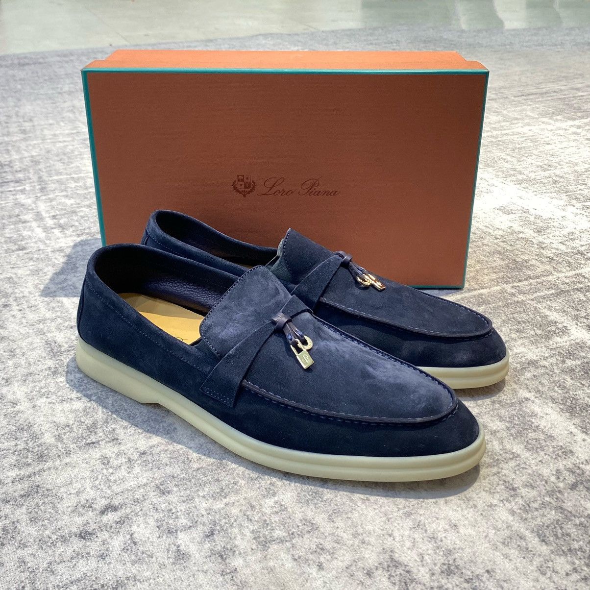 Loro Piana Loro Piana Summer Charms Walk 13 Suede Argo Blue