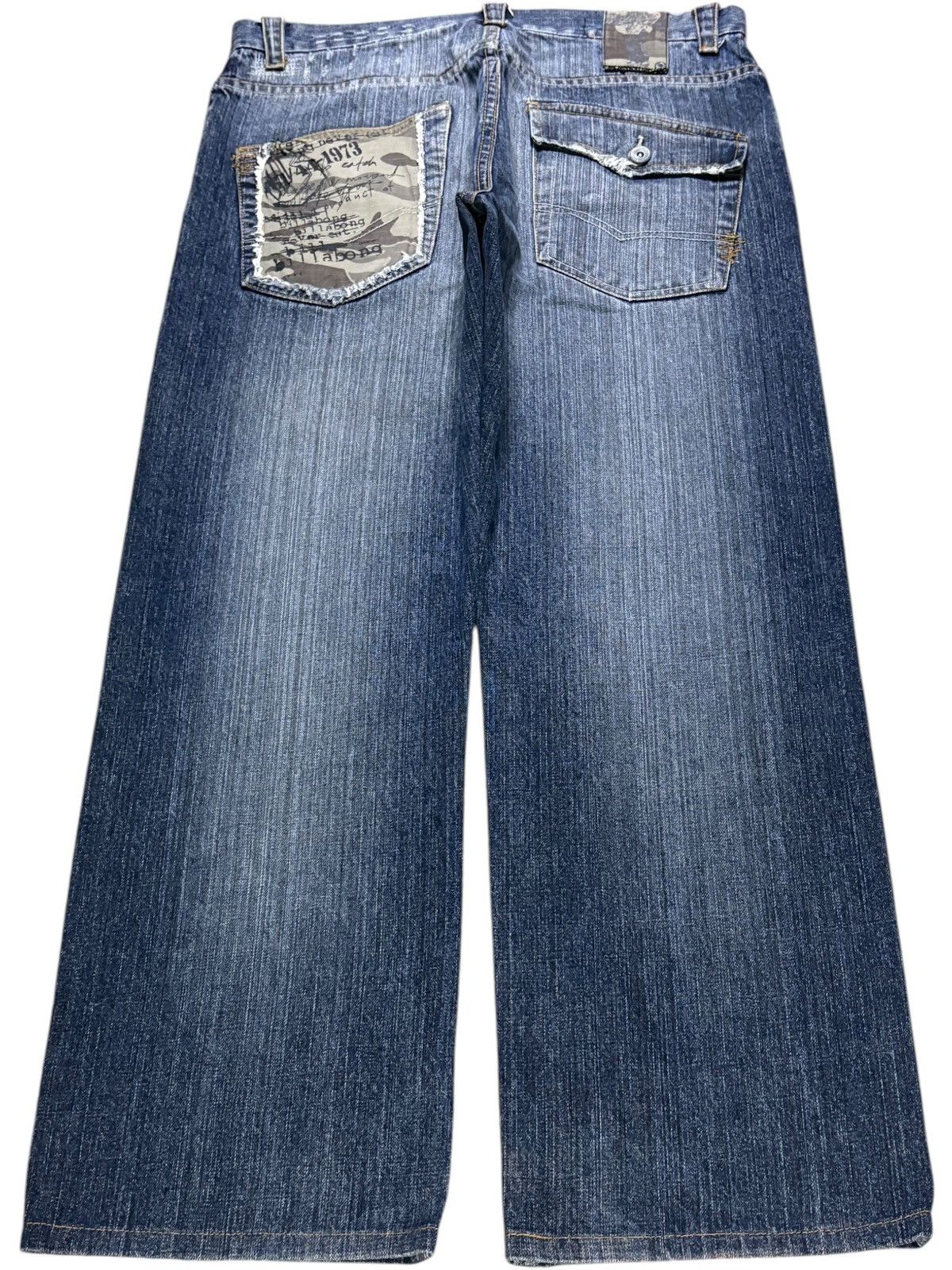Billabong Vintage Billabong Button Fly Mud Wash Patched Baggy Jeans Size US 33 - 2 Thumbnail