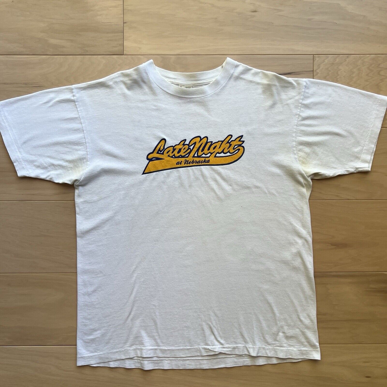 Vintage Vintage Late Night at Nebraska Shirt XL White 90s University Size US XL / EU 56 / 4 - 2 Thumbnail