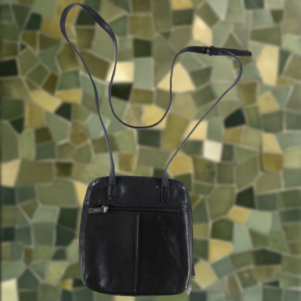 Vintage Hobo Crossbody Satchel Purse 100% Leather Black Full Zip Travel Small Bag - Unisex Adults Mens Womens Size ONE SIZE - 1 Thumbnail