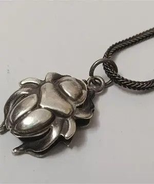 Vintage 925 silver scarab beetle pendant, Egyptian vintage jewelry Size ONE SIZE - 6 Thumbnail