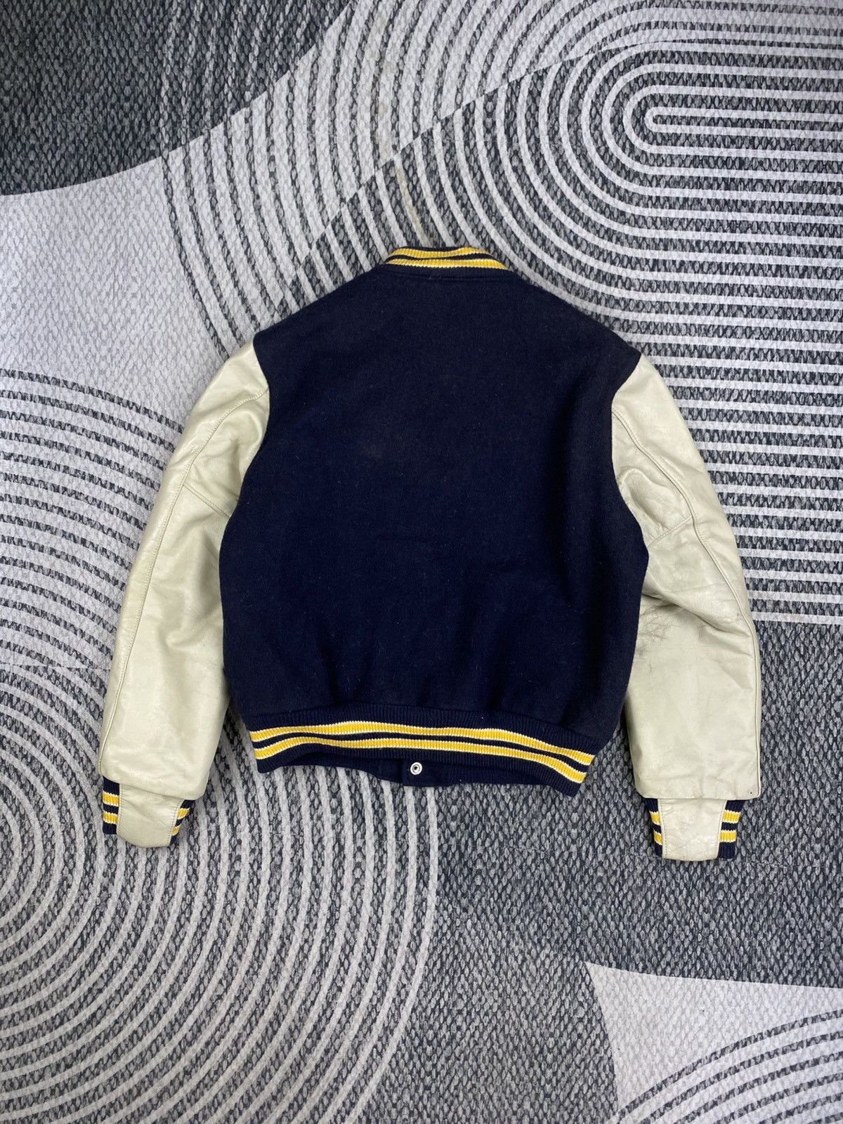 Golden Bear 🔥Vintage 80s Golden Bear Leather Sleeve Varsity Jacket Size US M / EU 48-50 / 2 - 2 Thumbnail