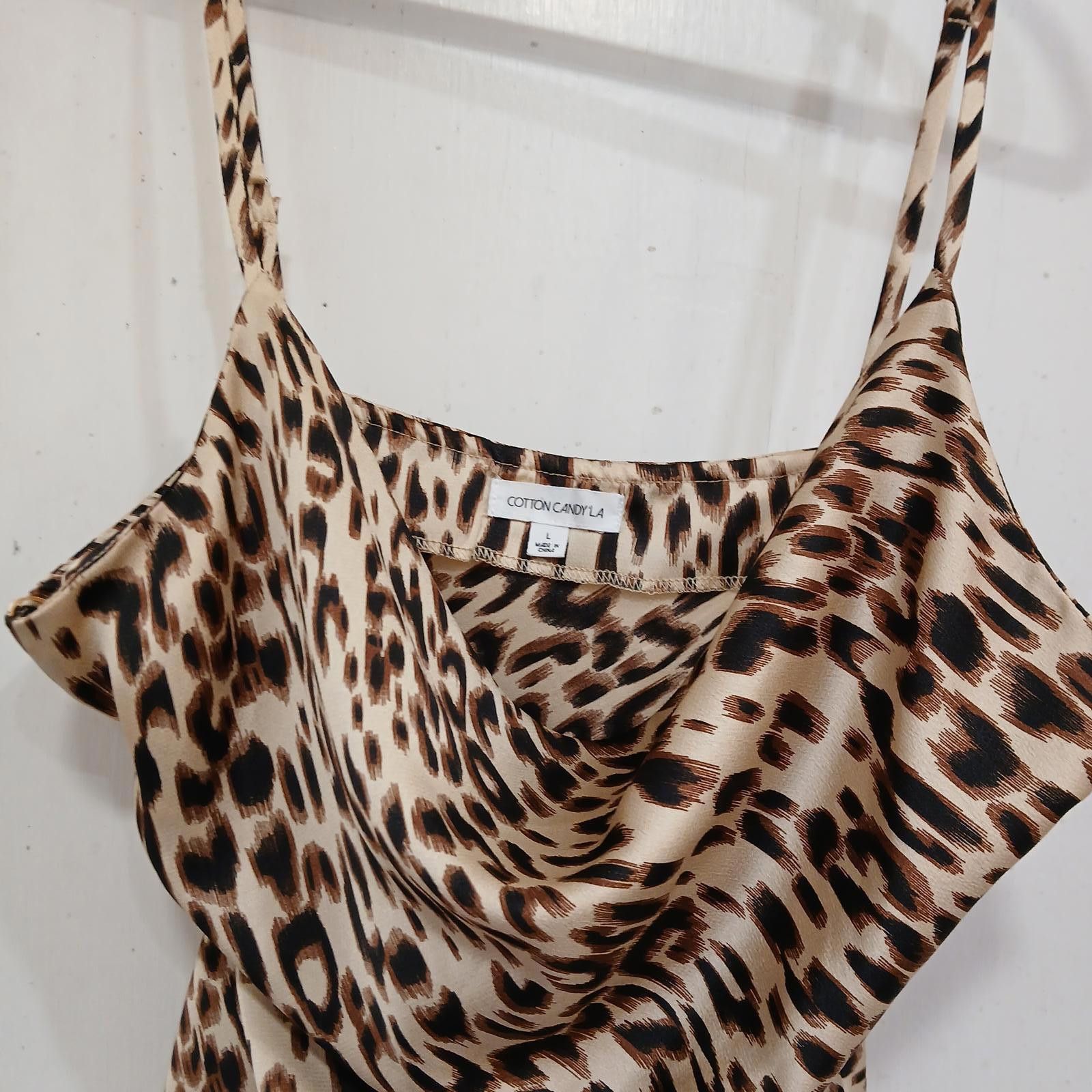 Designer Cotton Candy LA Spaghetti Strap Animal Print Dress Large Size L / US 10 / IT 46 - 3 Thumbnail
