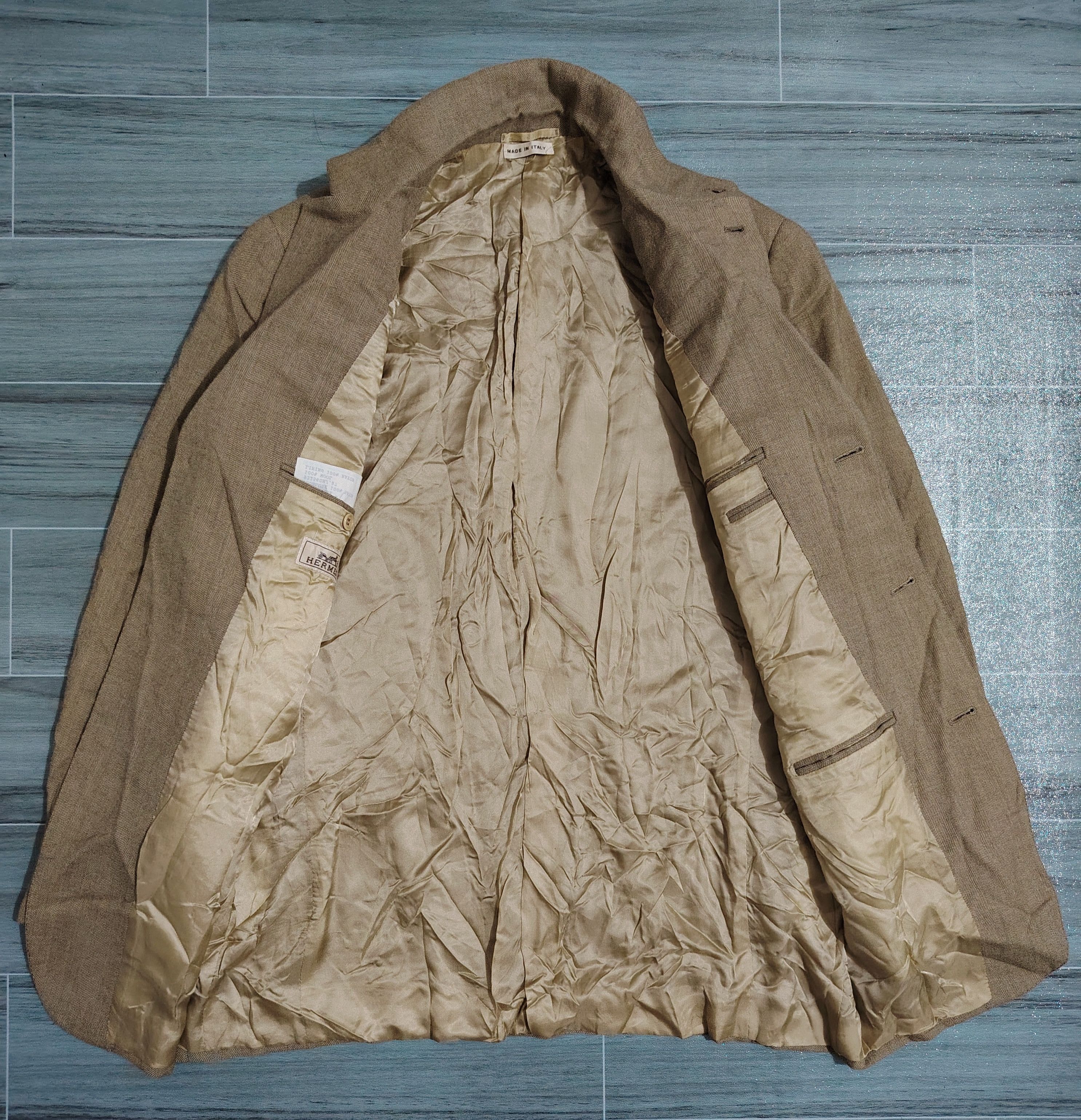 Hermes HERMES - Archive - Wool Herringbone Lace-Up Coat Size 48S - 8 Thumbnail