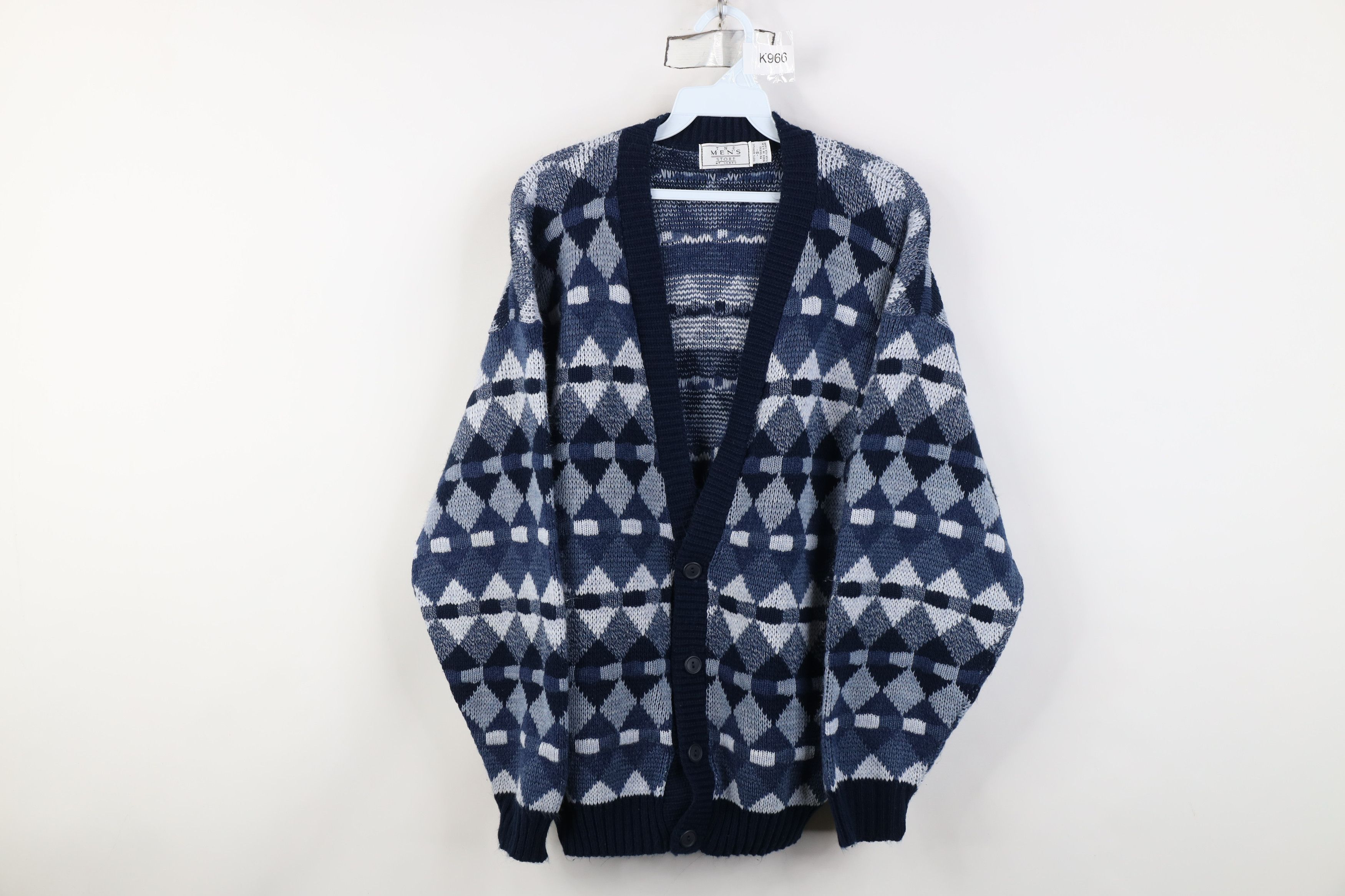 Vintage Vintage 90s Streetwear Geometric Knit Cardigan Sweater USA Size US S / EU 44-46 / 1 - 1 Thumbnail