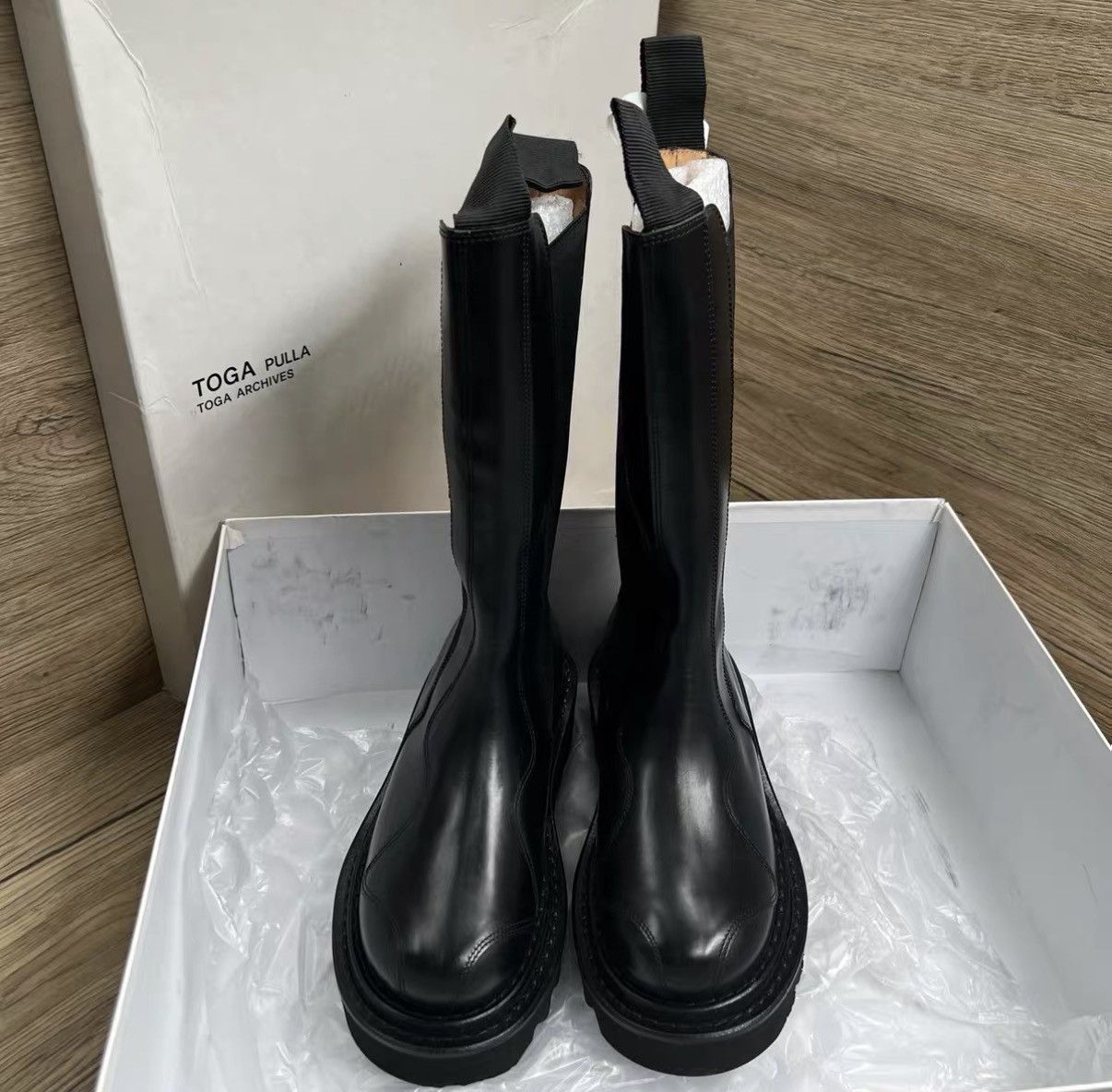 Toga Pulla Toga Pulla Black & Silver Platform Knee-High Boots J41 Size US 5 / IT 35 - 2 Thumbnail