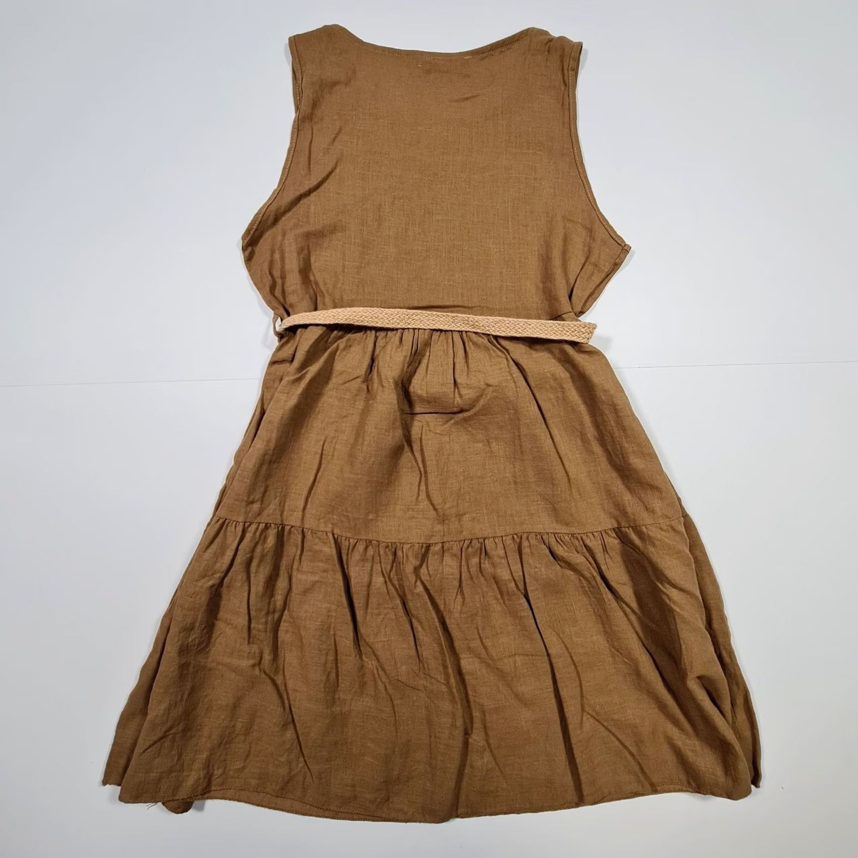 Vintage New Collection Womens Dress Brown Small Sleeveless A-Line Belted Knee Length Size S / US 4 / IT 40 - 5 Thumbnail