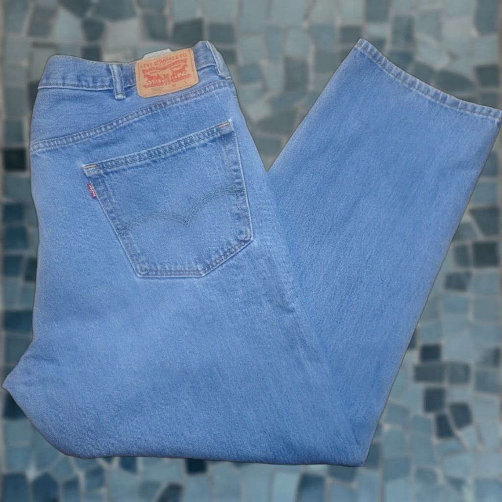 Levi's VINTAGE Levi's Men's 550 Relaxed Straight Jeans Big & Tall Waist 44 Inseam 30 Dark Blue Whisker Fade 90s Size US 44 / EU 60 - 1 Thumbnail