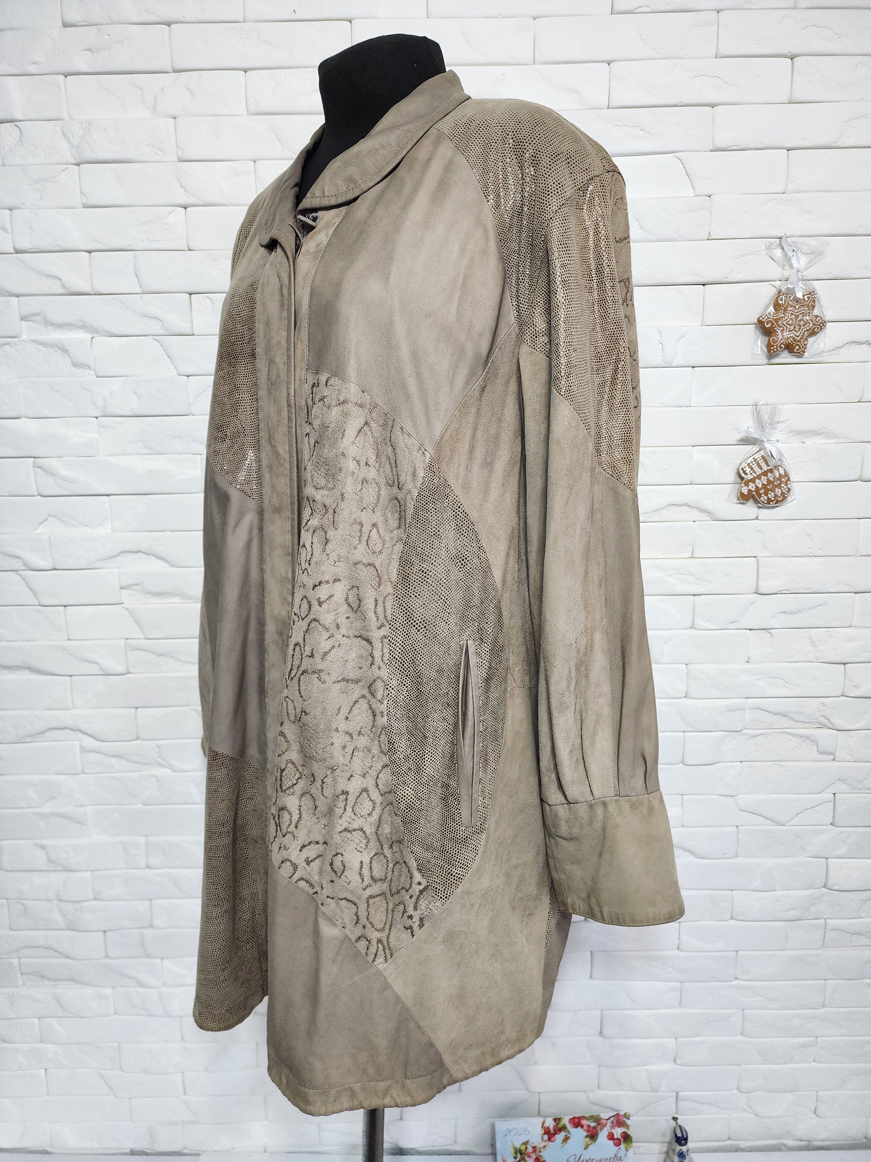Uniqlo Gray Leather Jacket: Women's Jacket with Buttons. Size 4XL / US 24-26 - 3 Thumbnail