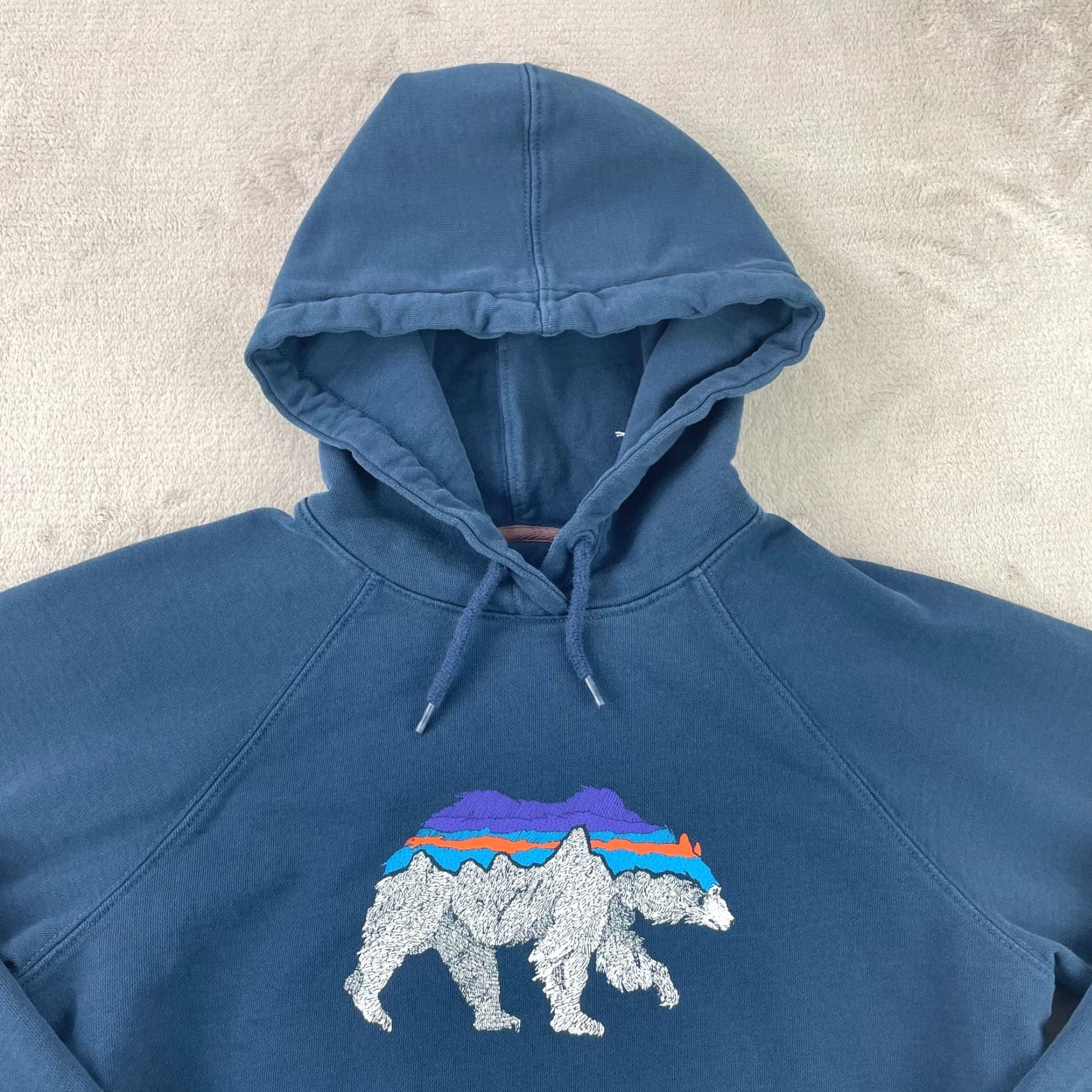 Patagonia Patagonia Hoodie Women Small Blue Regular Fit Graphic Print Bear Logo Hooded Pockets All Seasons Fleece Cotton Blend Crew Neck Pullover Size S / US 4 / IT 40 - 3 Thumbnail