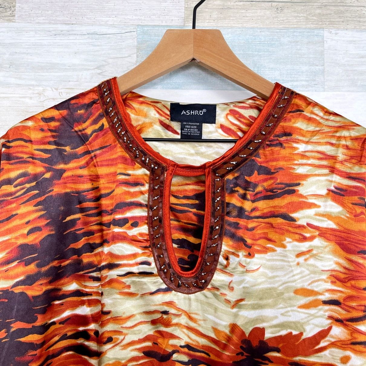 Other ASHRO Animal Print Kimono Maxi Dress Brown Orange Free Size Size ONE SIZE - 2 Thumbnail