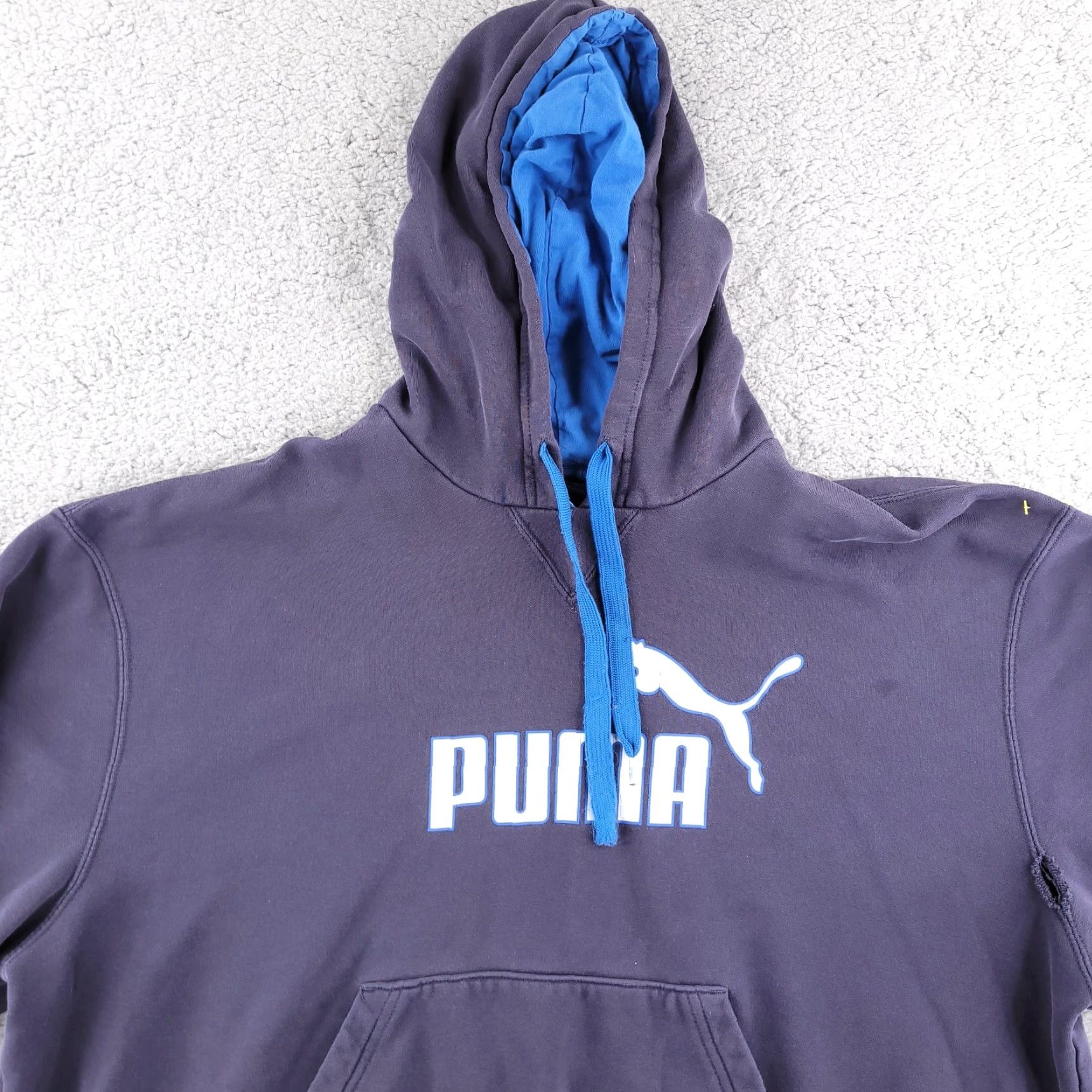 Puma VINTAGE PUMA Hoodie Solid Blue 90s Fit Men Large Size US L / EU 52-54 / 3 - 3 Thumbnail