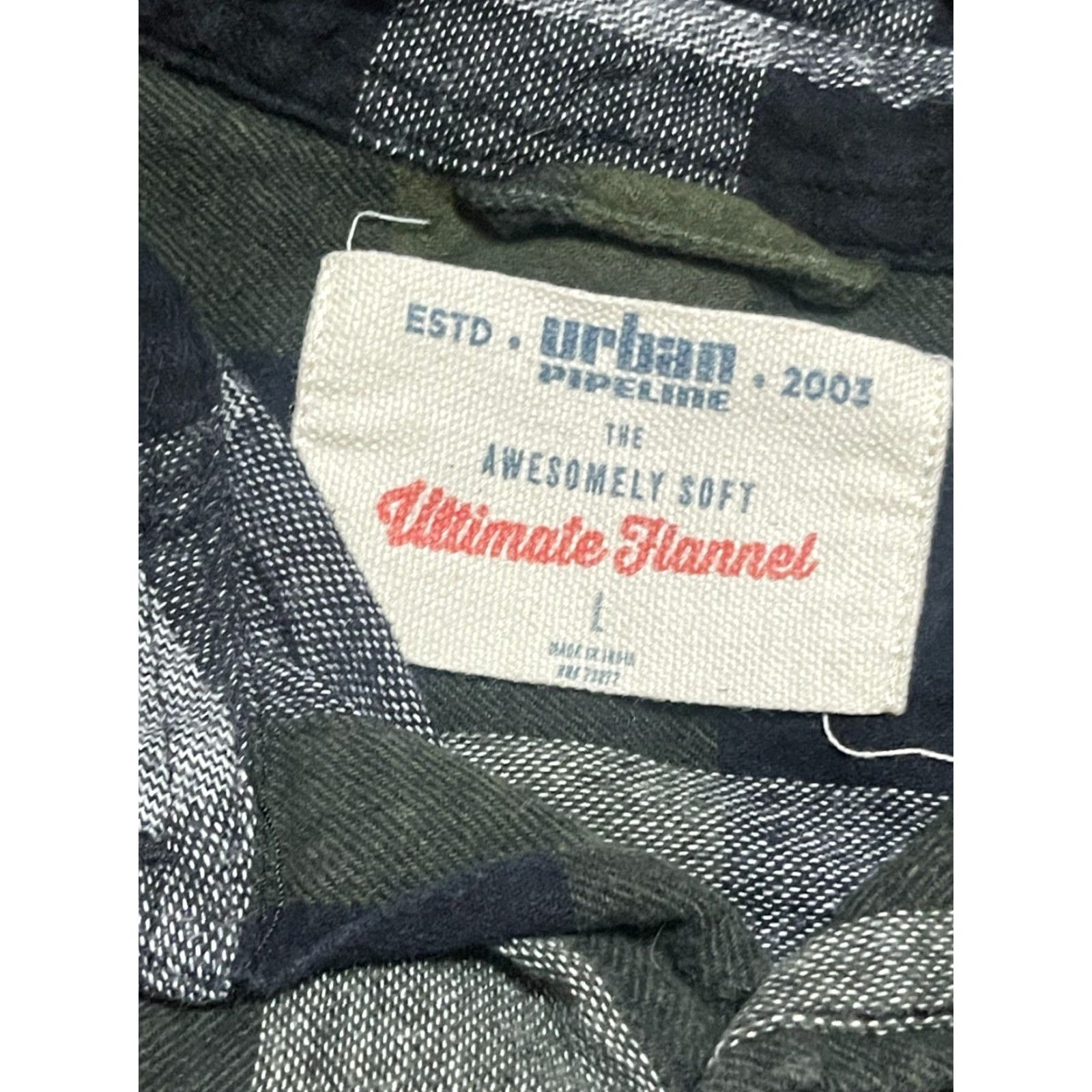 Vintage Urban Pipeline Shirt Mens Large Green Black Plaid Button Up Flannel Casual Size US L / EU 52-54 / 3 - 7 Thumbnail