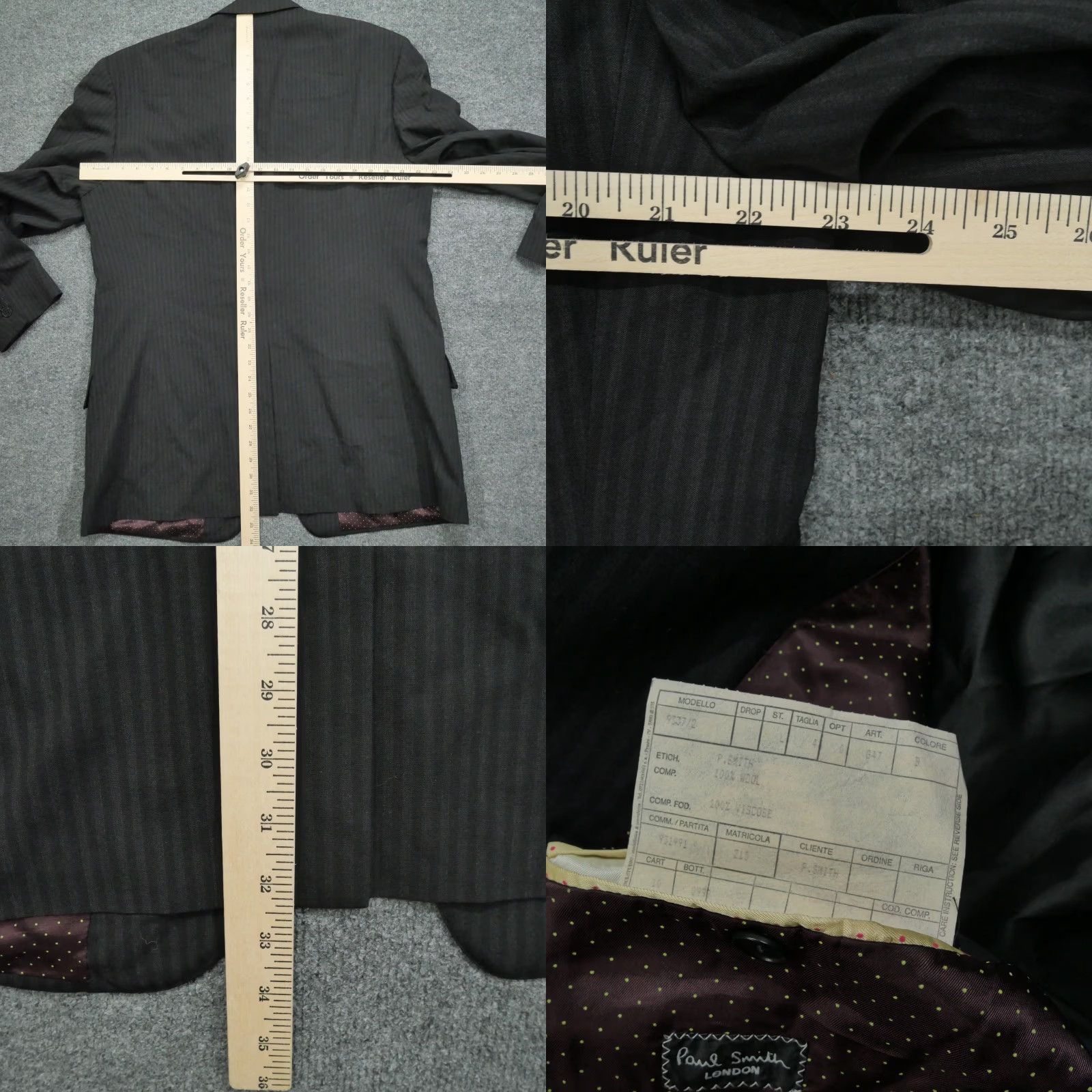 Paul Smith VINTAGE Paul Smith Blazer Mens 46 Black Wool Striped Jacket Overcoat Classic 6/10 Italian Size 46R - 8 Thumbnail