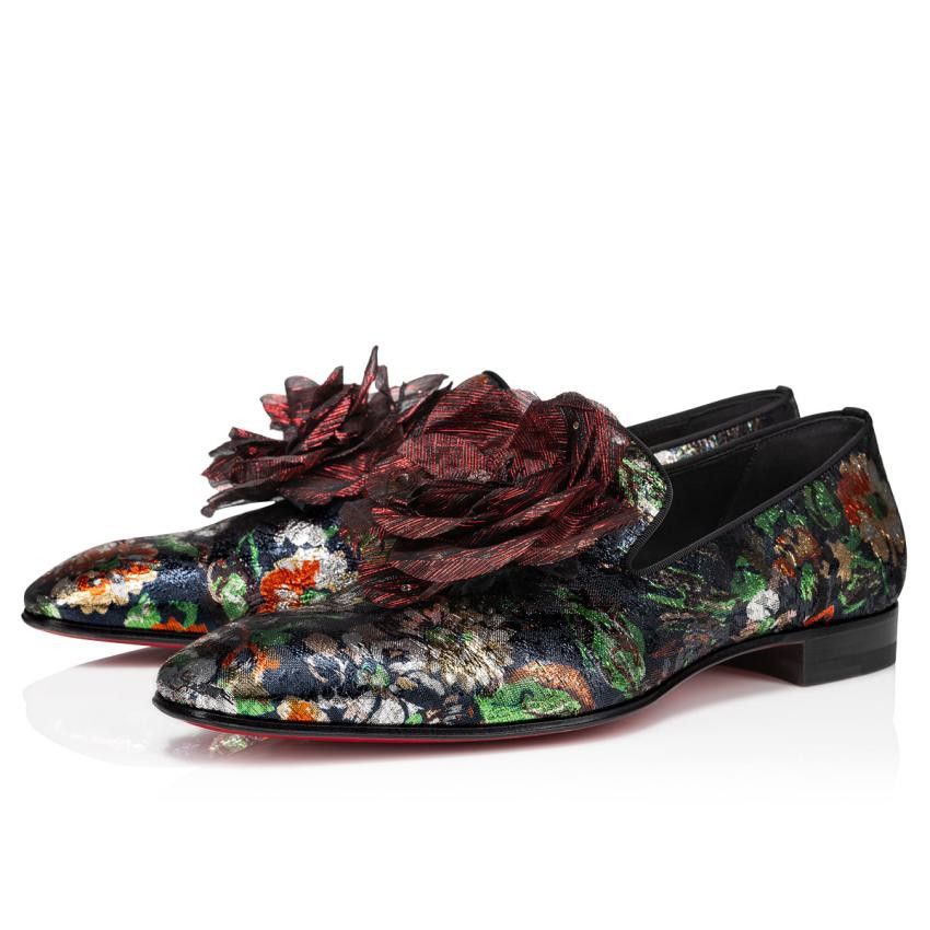 Christian Louboutin o1s1wg111224 Dandyflor Flat Tissu Lame in Multicolor Size US 12 / EU 45 - 1 Thumbnail