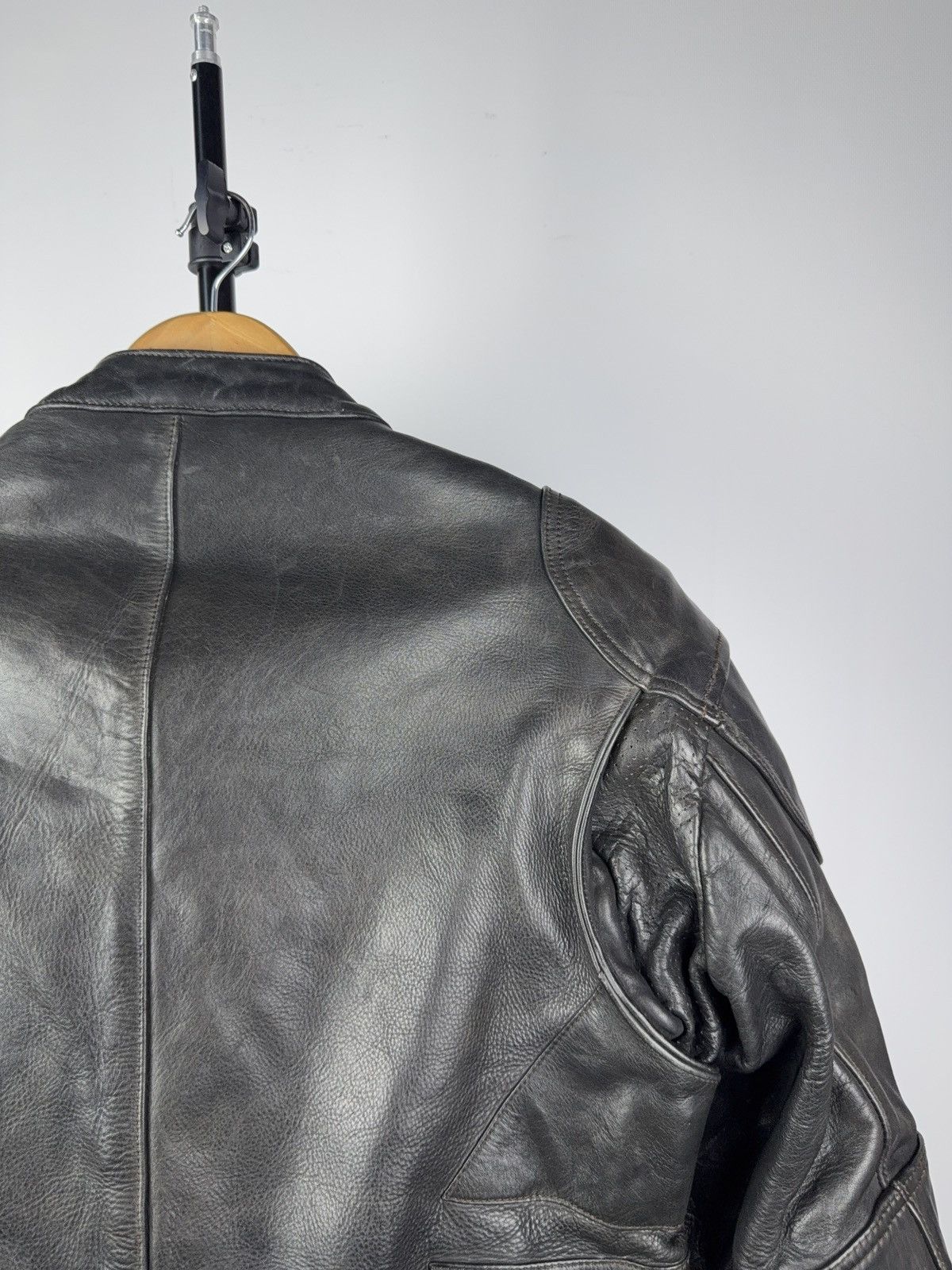 Leather Vntg 00s Heavy Leather Racing MOTO R.S. Bomber Jacket Punk Size US XL / EU 56 / 4 - 15 Thumbnail