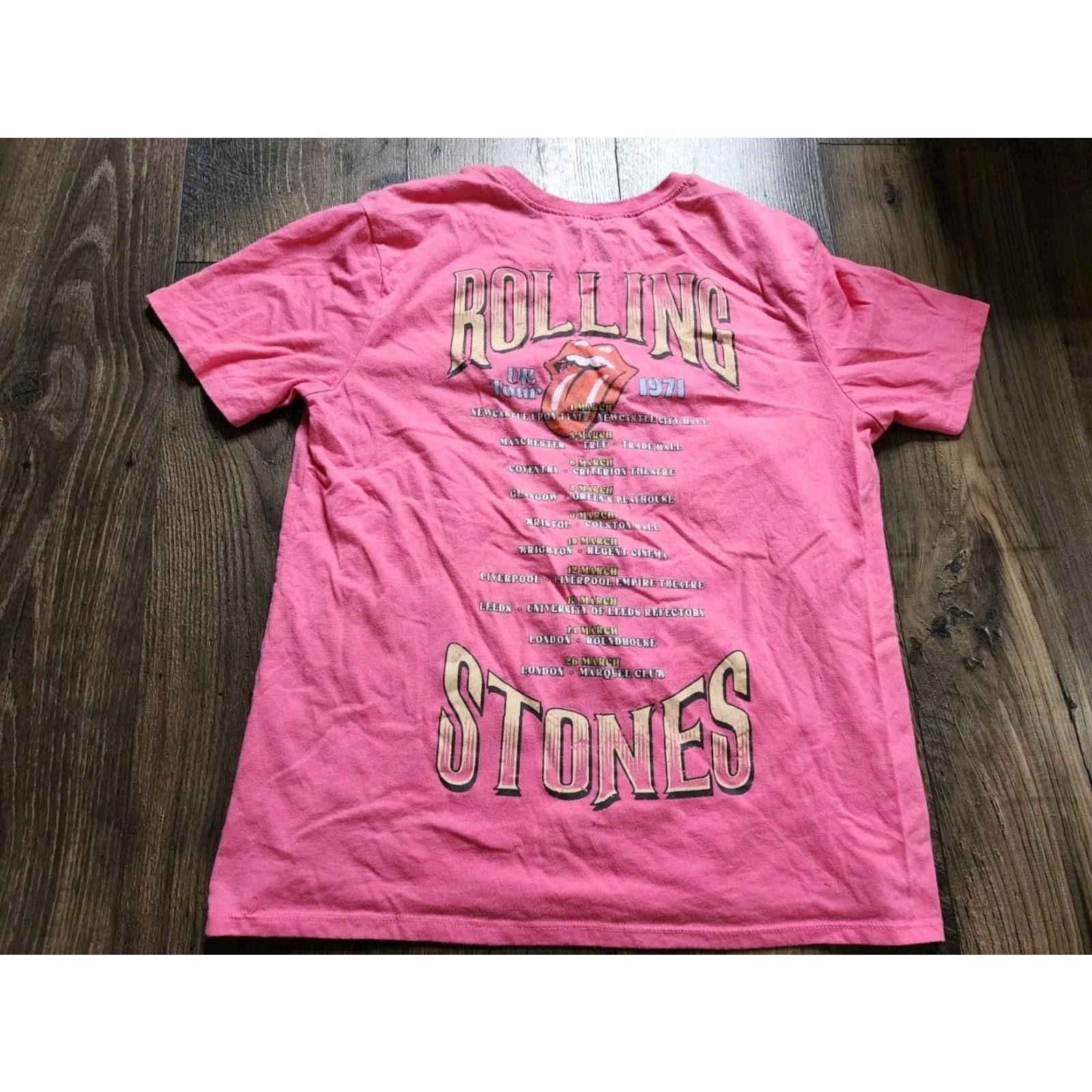 Doublet THE ROLLING STONES T Shirt Womens Small Pink Double Sided Retro Tour 1977 UK Concert Tee Size S / US 4 / IT 40 - 2 Thumbnail