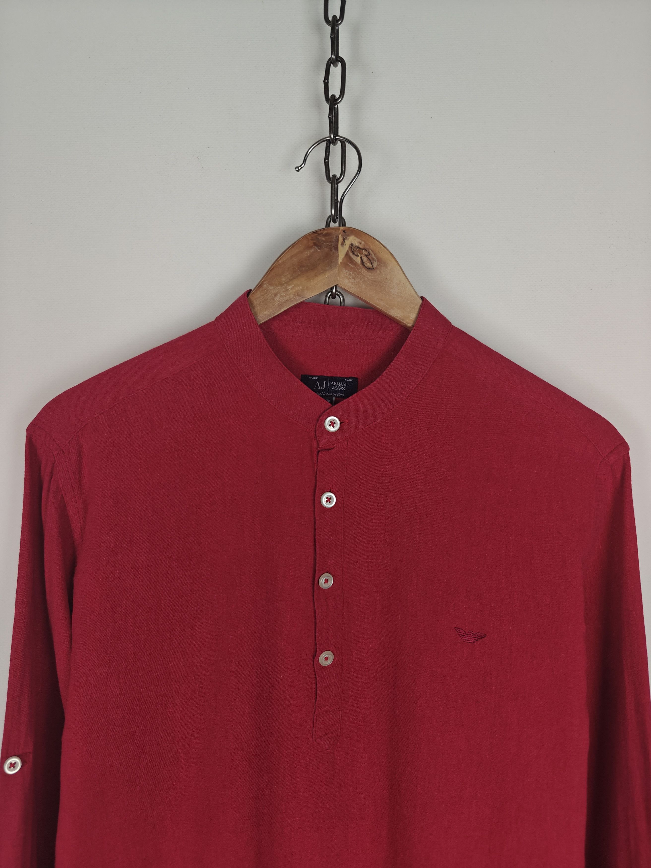 Armani Armani Jeans Shirt VTG Linen/Cotton Red 1/4 size L Size US L / EU 52-54 / 3 - 2 Thumbnail