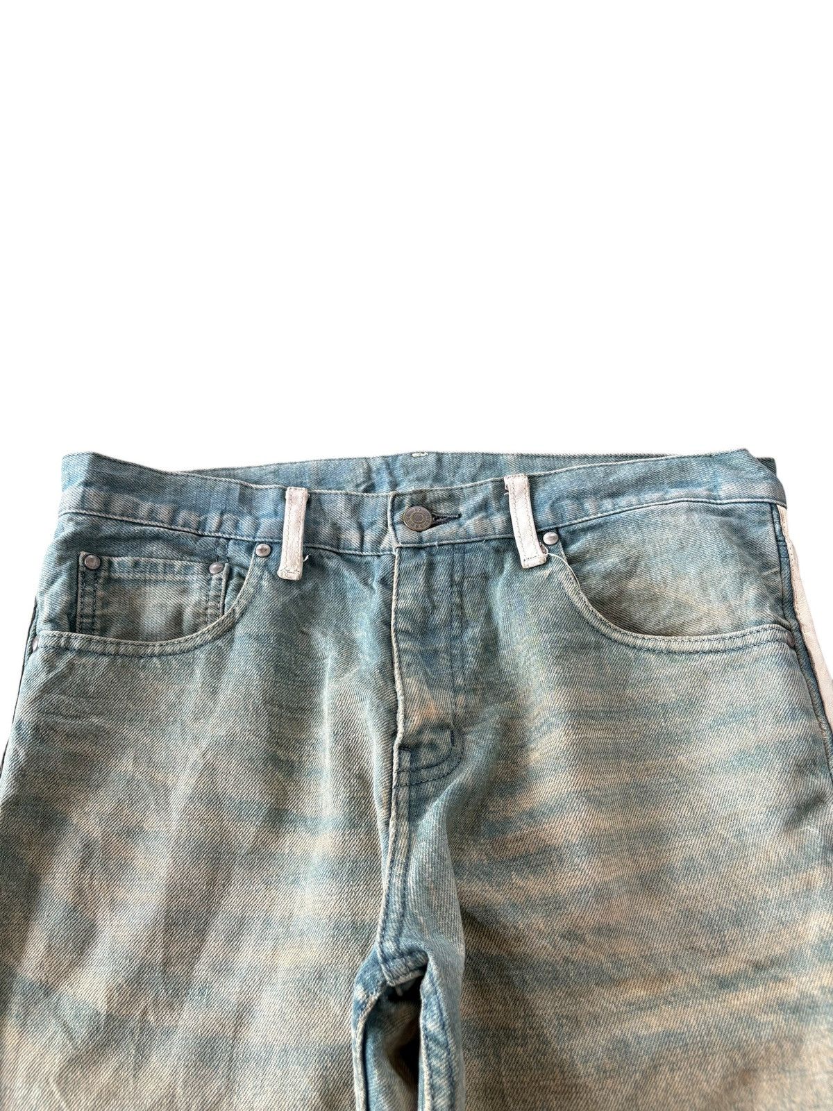 ABAHOUSE VTG Y2K Abahouse Super Mud Wash Striped Loose Jeans Size 33" - 4 Thumbnail