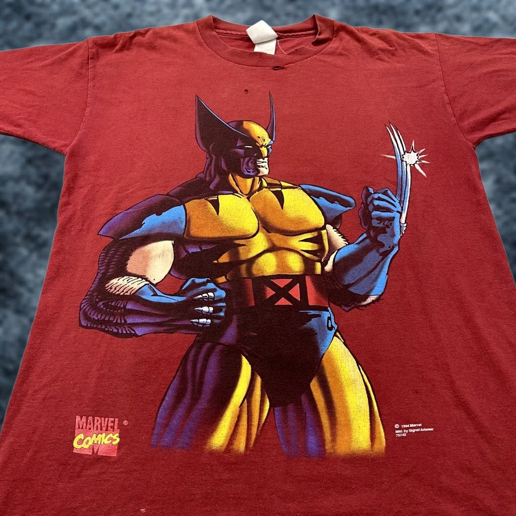 Vintage VINTAGE Signal Marvel Wolverine Shirt Mens M Red 90s Comic X-Men Short Sleeve Crew Neck Cotton T-Shirt Size US M / EU 48-50 / 2 - 1 Thumbnail