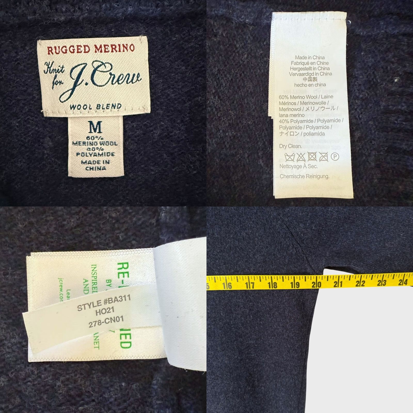 J.Crew VINTAGE J.Crew Men's Sweater Pullover Wool-Blend Shawl Collar Blue Fall Winter Casual Classic Medium Size US M / EU 48-50 / 2 - 8 Thumbnail