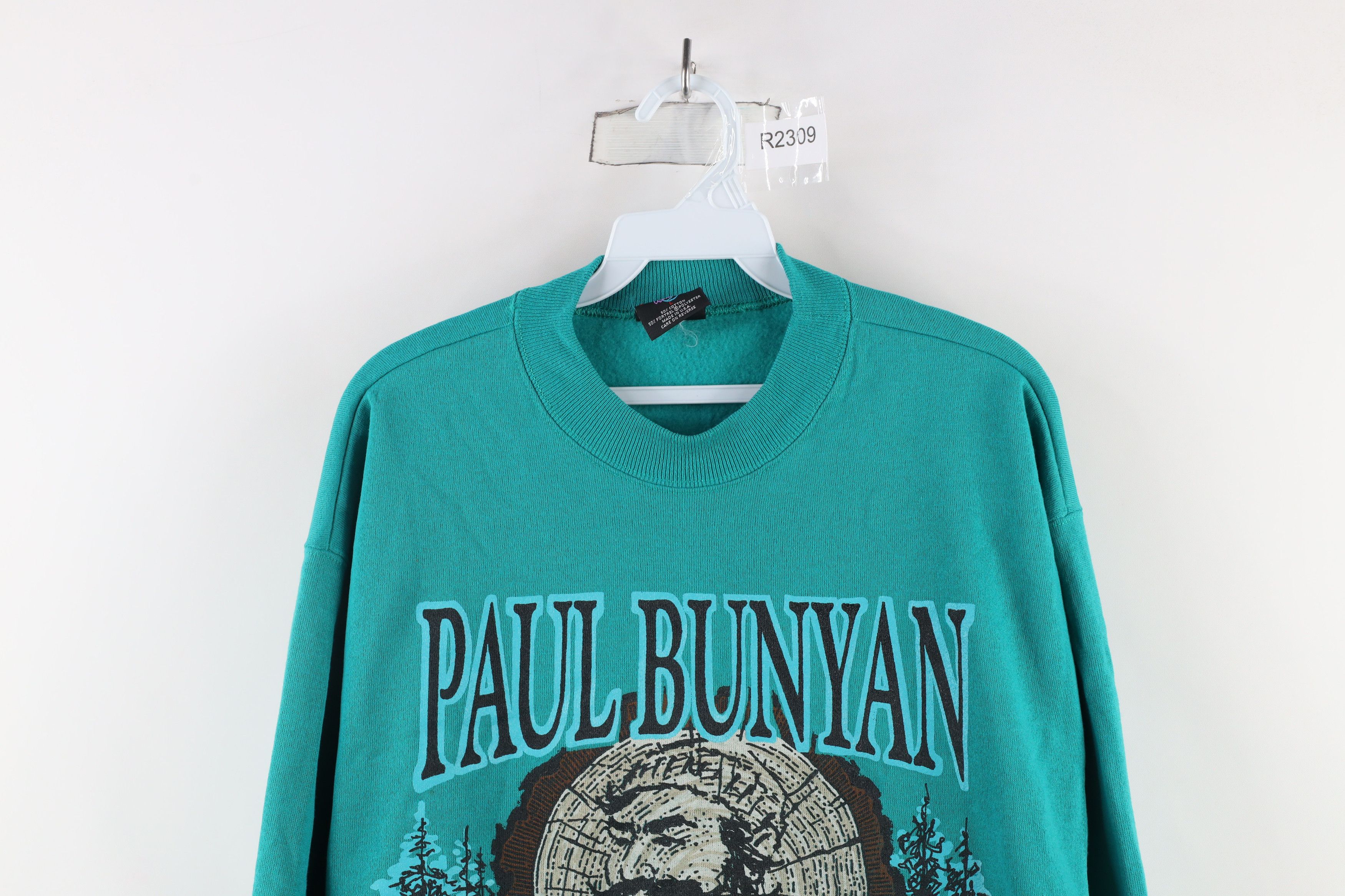 Vintage Vintage 90s Paul Bunyan Show Forestry Sweatshirt Teal USA Size US L / EU 52-54 / 3 - 2 Thumbnail