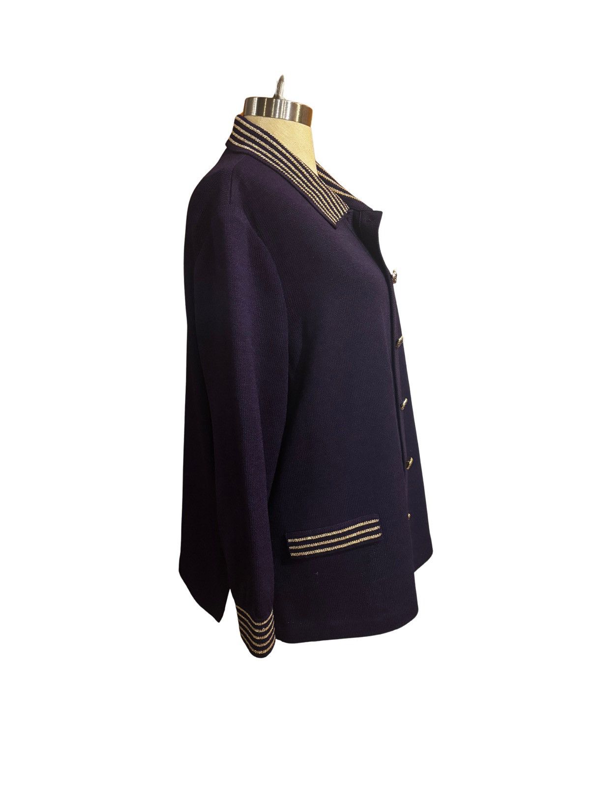 Other Women’s beautiful purple & gold trim knit Jacket.wj8020 Size L / US 10 / IT 46 - 7 Thumbnail