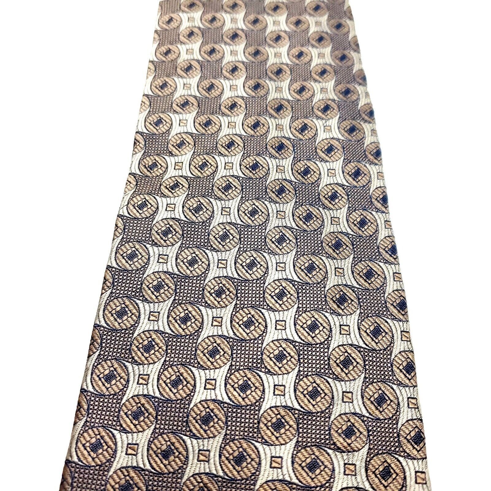 XMI Platinum XMI Platinum Silk Tie Woven Beige Geometric Size ONE SIZE - 2 Thumbnail