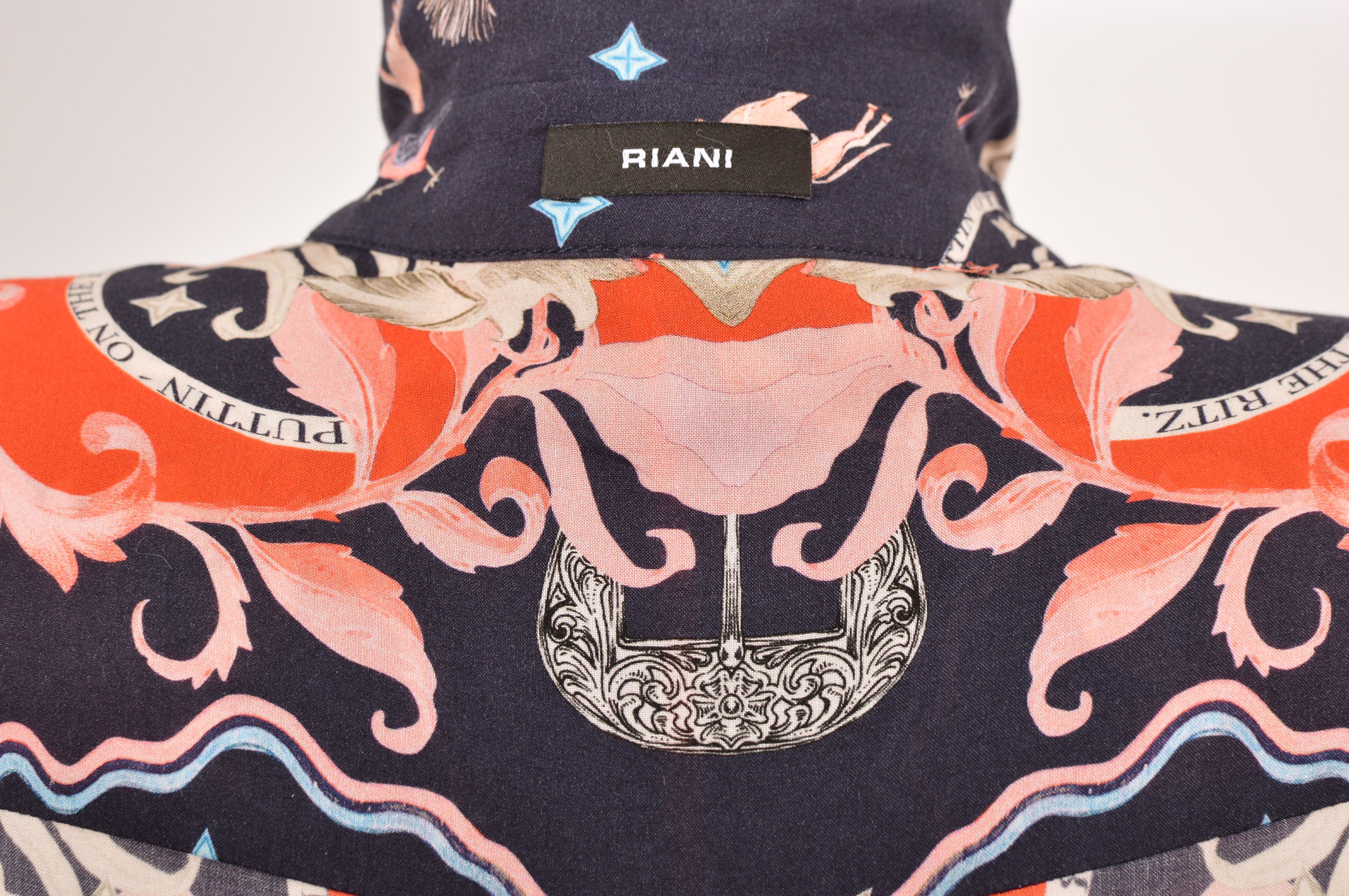 Designer Riani Puttin on the Ritz Print Viscose Button Shirt Size XL / US 12-14 / IT 48-50 - 4 Thumbnail