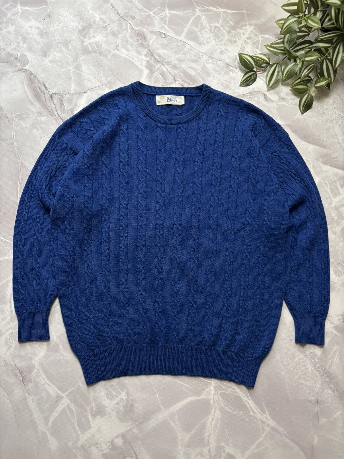 PRINGLE OF SCOTLAND Cable Knit Sweater 100% Wool Men's XL