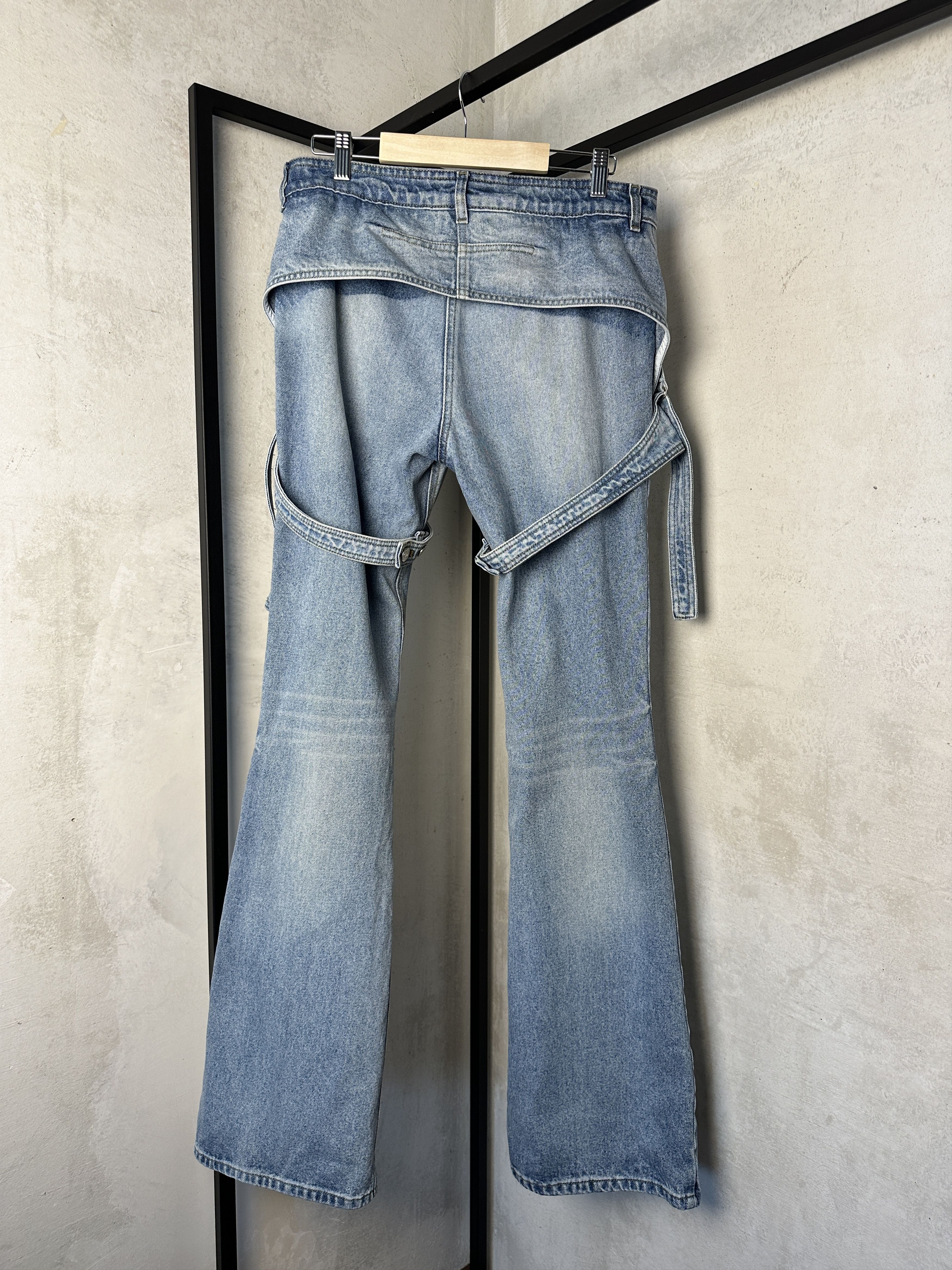 Courreges Solid Color RACER Bootcut Jeans with Adjustable Chaps Straps Size 28" / US 6 / IT 42 - 10 Thumbnail