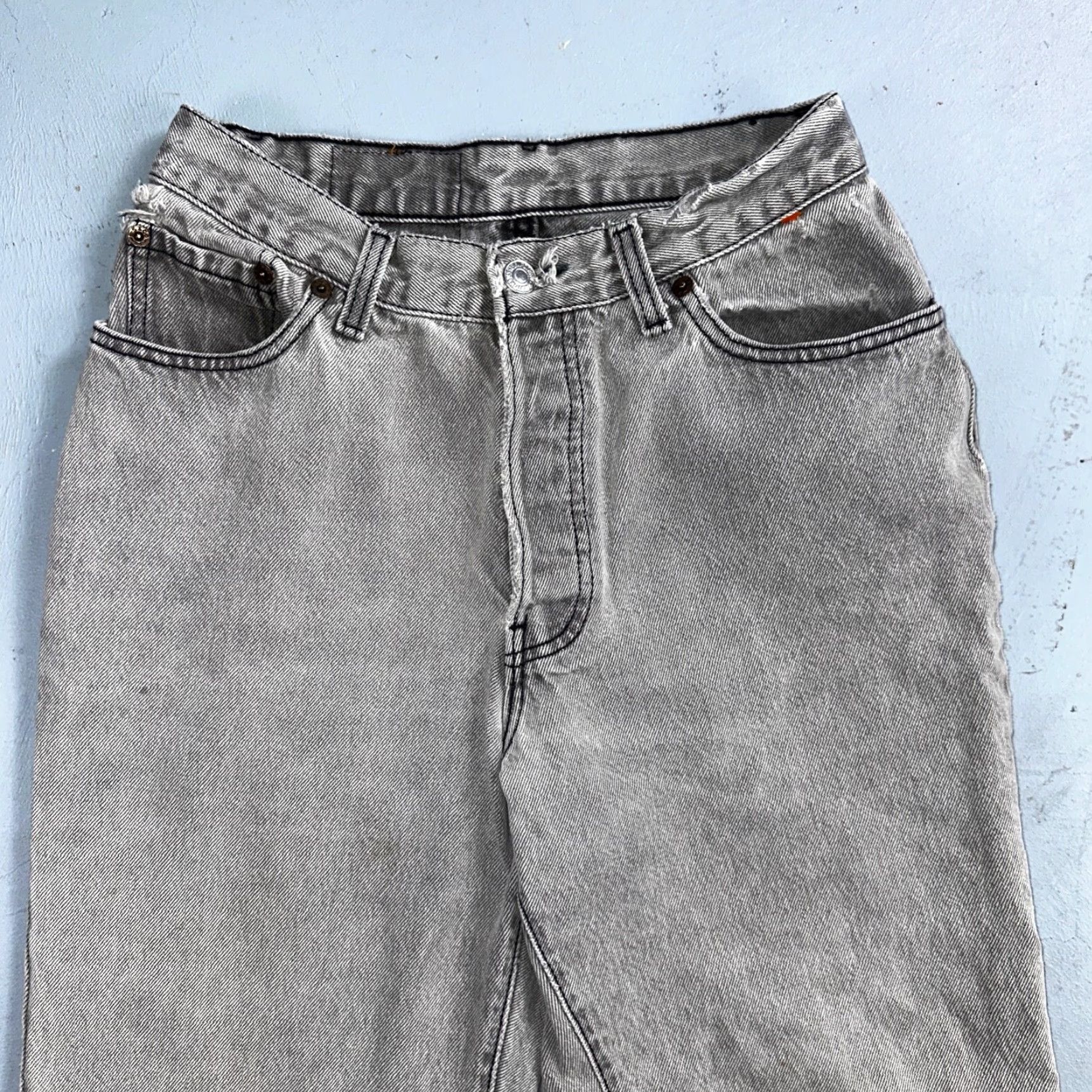 Levi's VINTAGE Levis 501 XX 90s USA Straight Leg Jeans Black Faded Grey Wash 25x30 Size 42" / US 20 - 2 Thumbnail