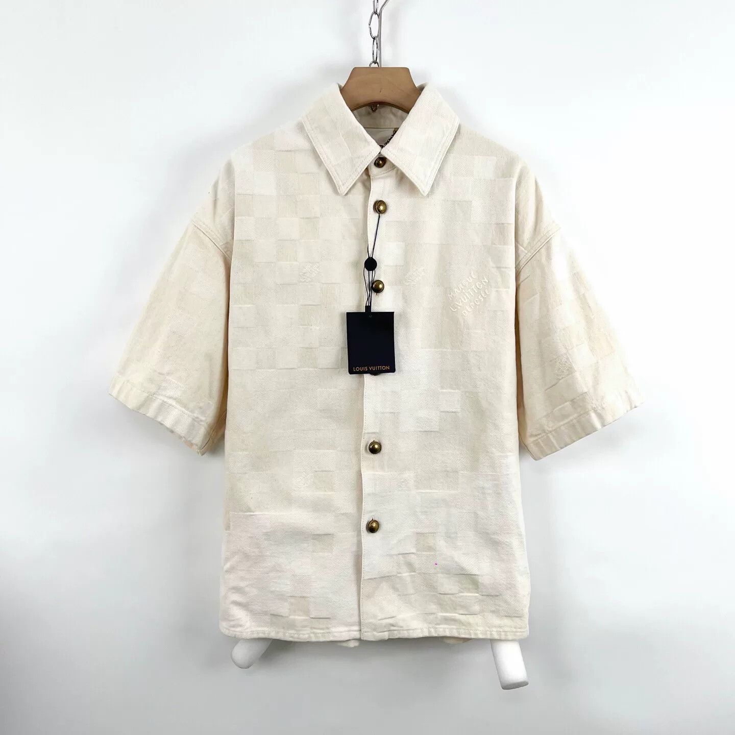 Louis Vuitton Louis Vuitton Embroidered Logo Check Short-Sleeve Shirt Size US S / EU 44-46 / 1 - 1 Thumbnail