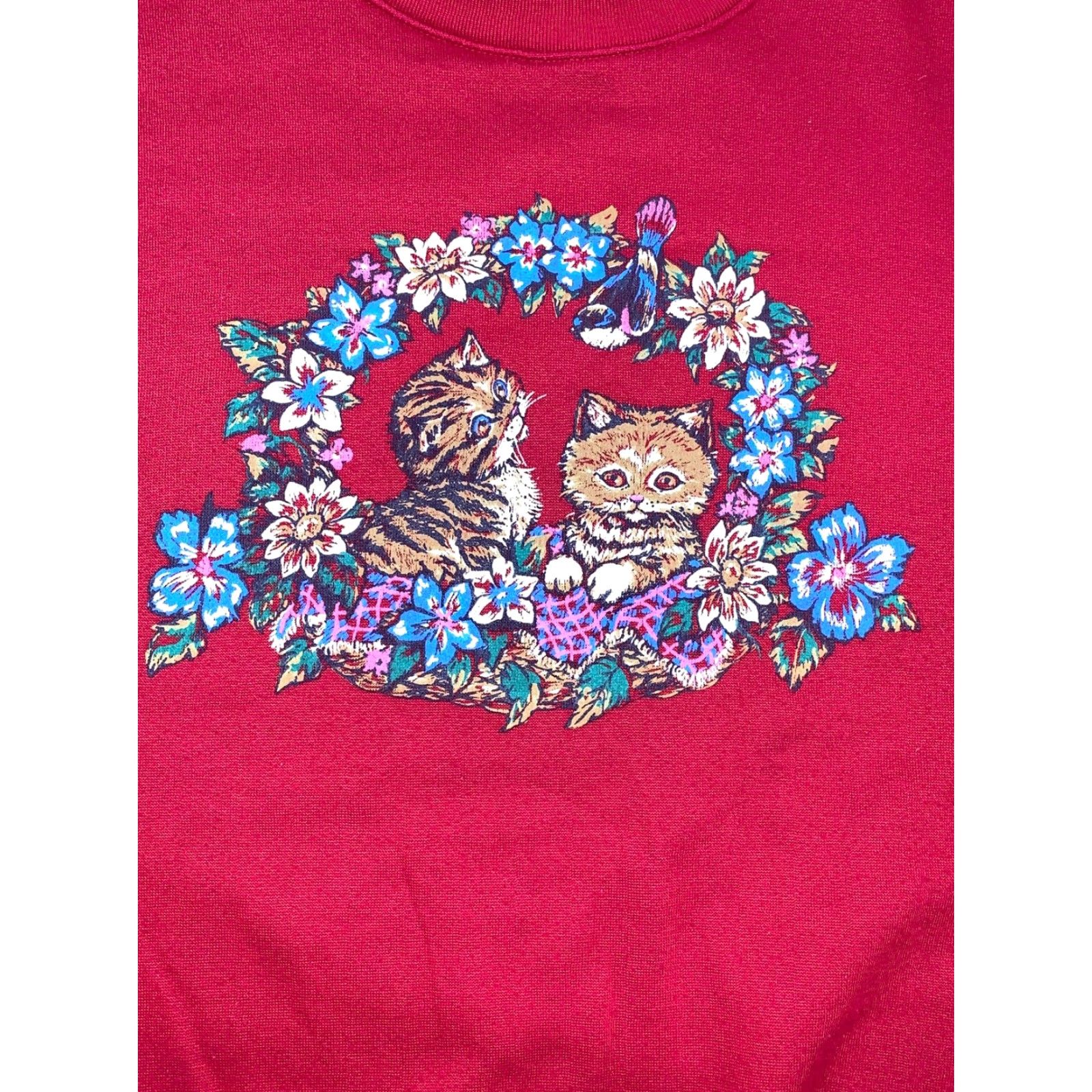 Basic Editions VINTAGE Basic Editions Red Kitten Sweater Shirt M Plus Size Christmas 1990s Womens Size M / US 6-8 / IT 42-44 - 2 Thumbnail