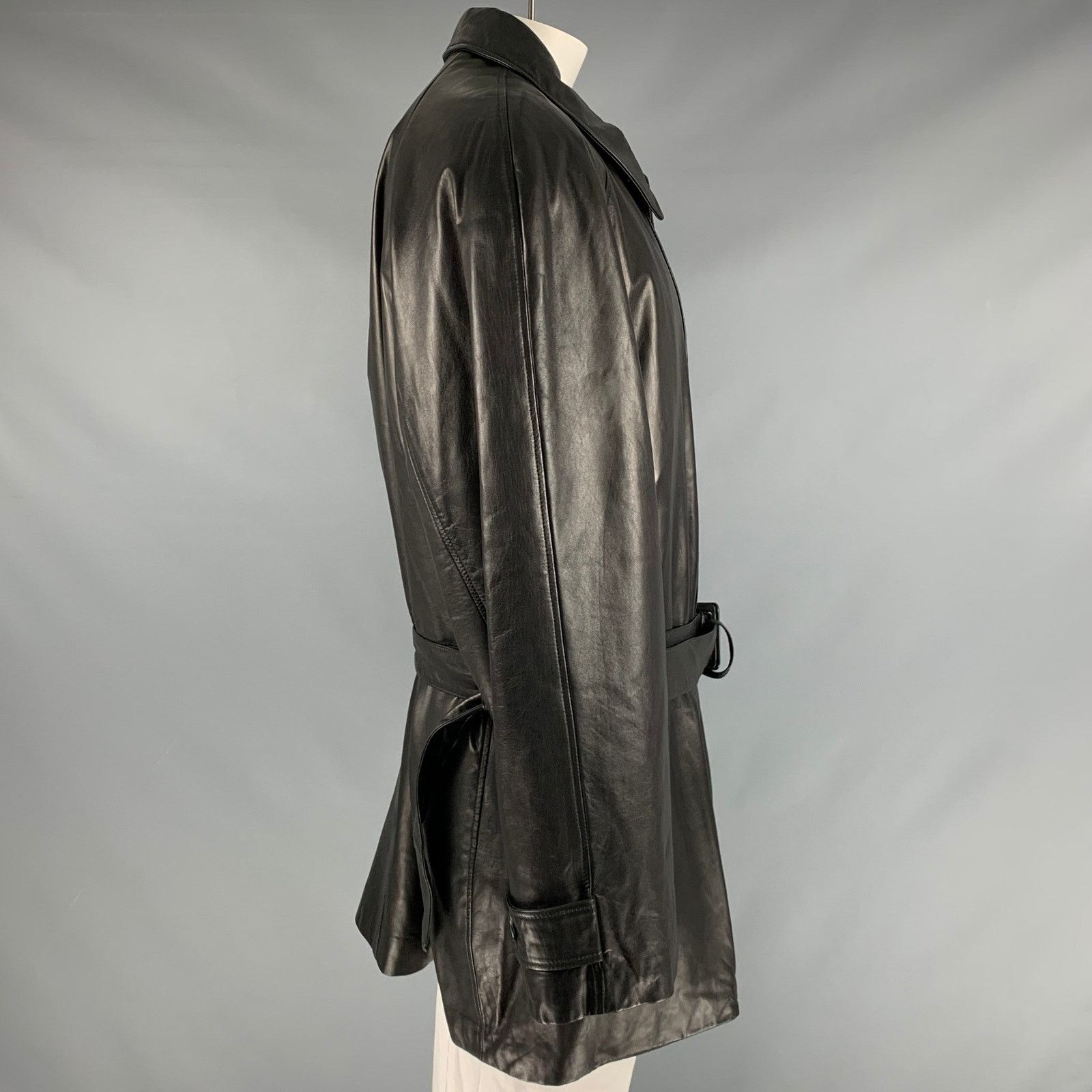 Bally BALLY Size 48 Black Leather Zip Buttons Coat Size US XXL / EU 58 / 5 - 3 Thumbnail