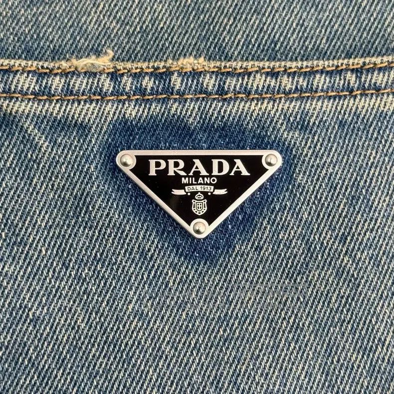 Prada Prada Blue washed and destroyed triangle logo jeans Size US 26 / EU 42 - 8 Thumbnail