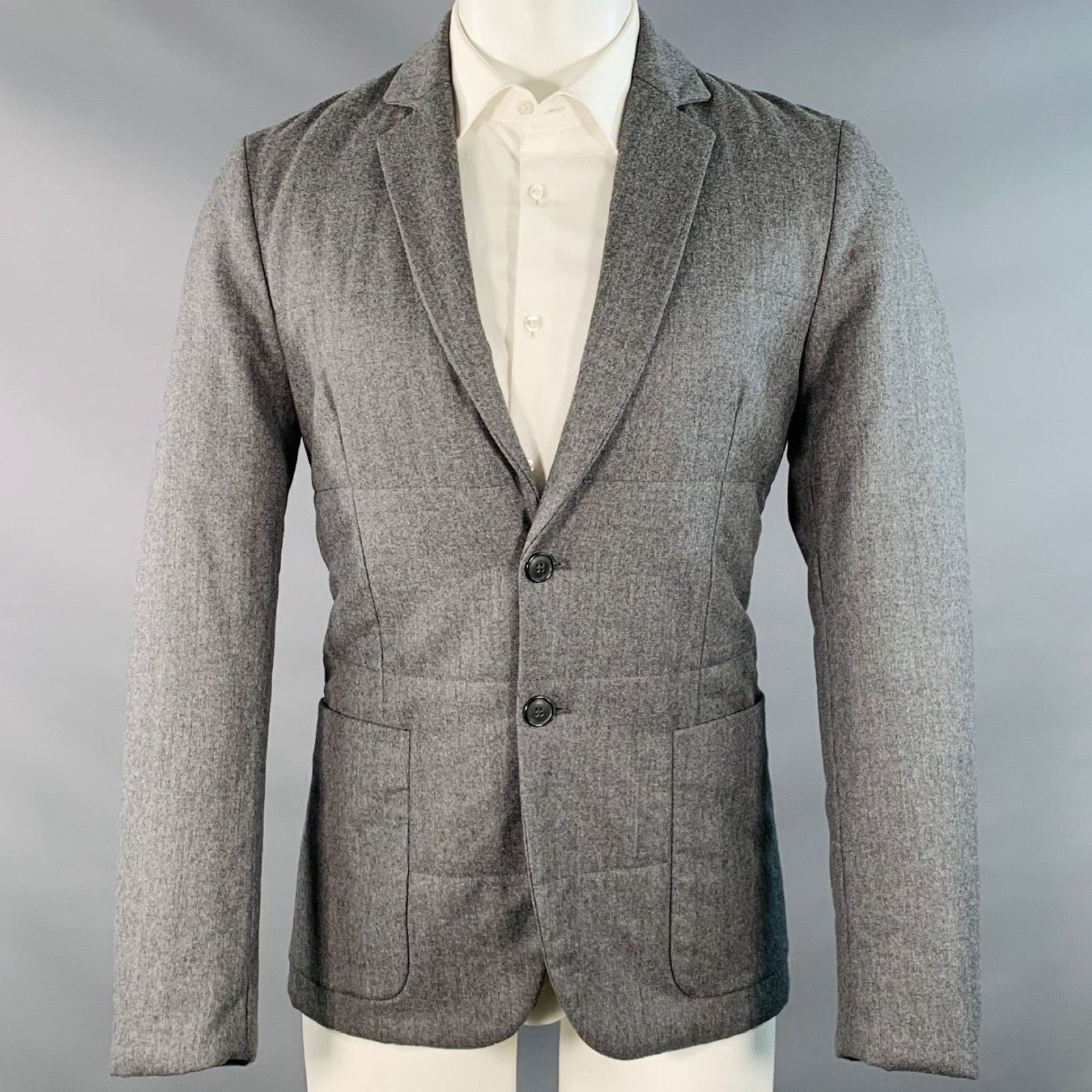 Paul Smith Size S Heather Grey Quilted Wool Notch Lapel Sport Coat Size 36R - 1 Thumbnail