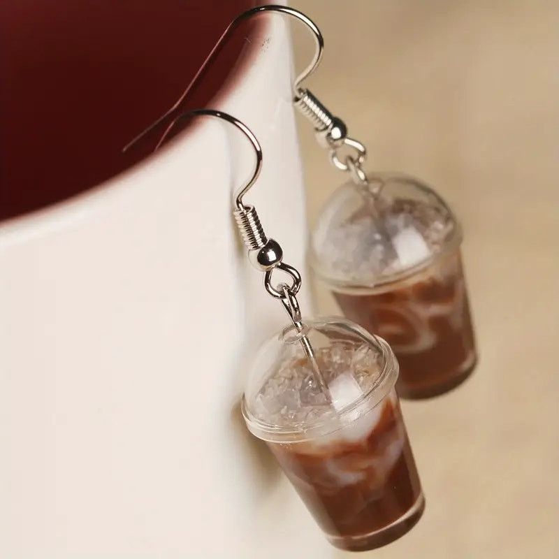 Other Mini Iced Coffee Dangle Resin Drink Cup Jewelry Earrings Size ONE SIZE - 5 Thumbnail