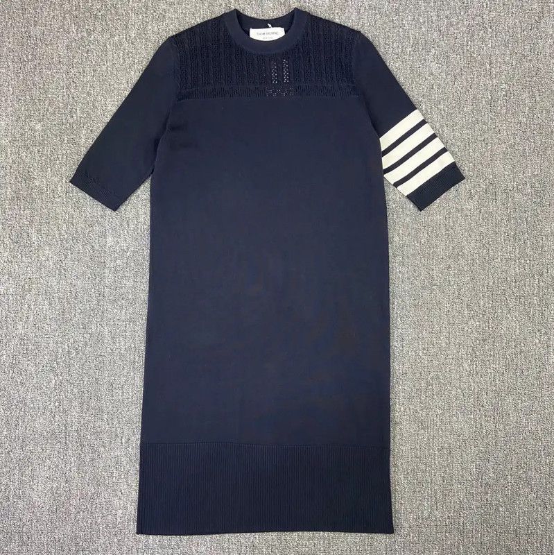 Thom Browne Thom Browne Navy Cotton Dress for Women 0089 Size M / US 6-8 / IT 42-44 - 1 Thumbnail